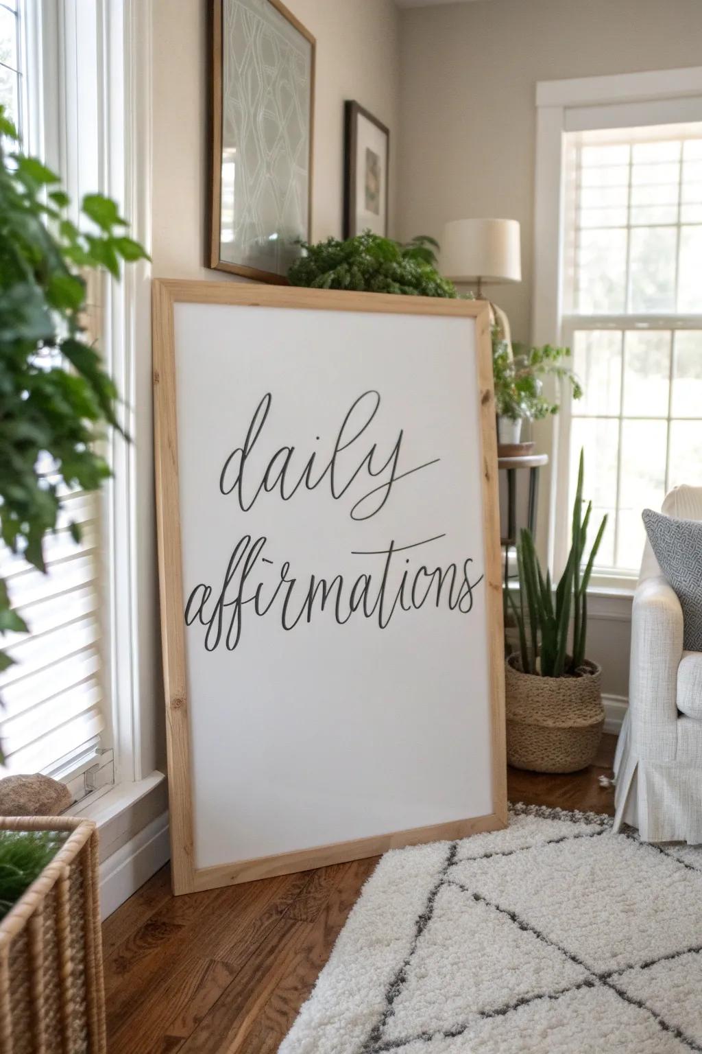 Empower your day with daily affirmations on your whiteboard.