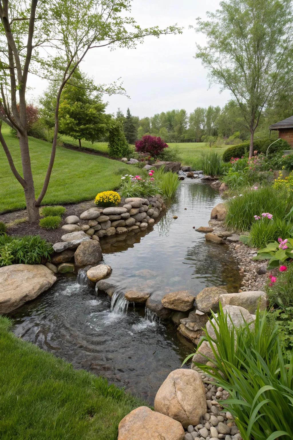 Split streams append intrigue and intricacy to your garden blueprint.