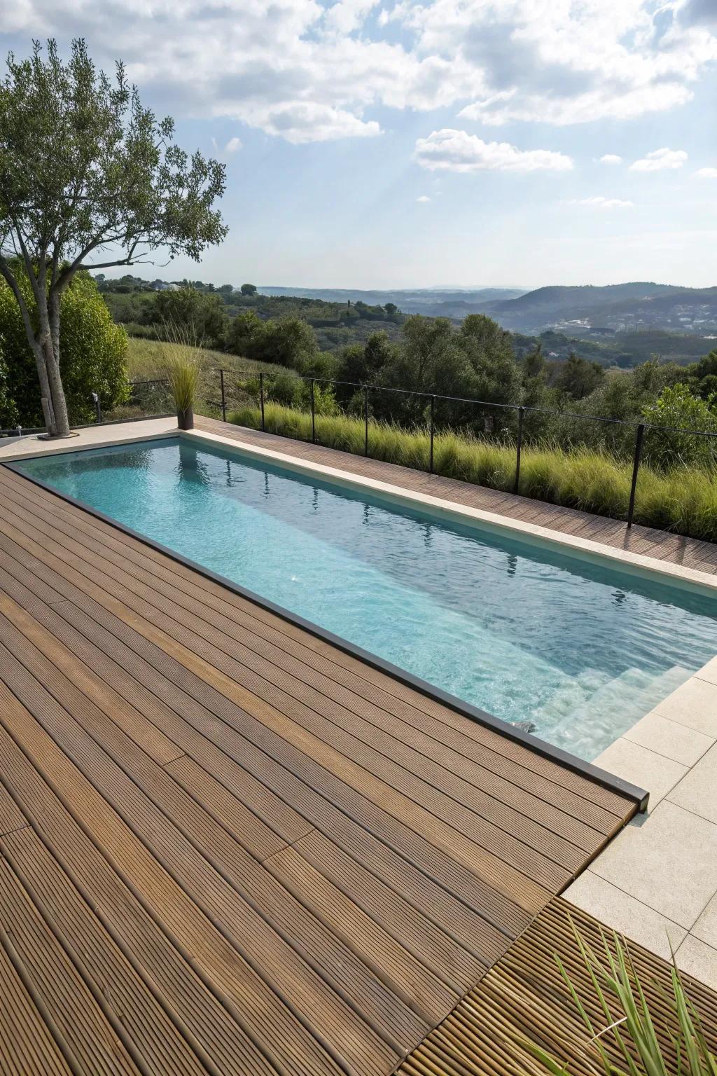Sustainable materials offer stylish and eco-conscious poolside solutions.