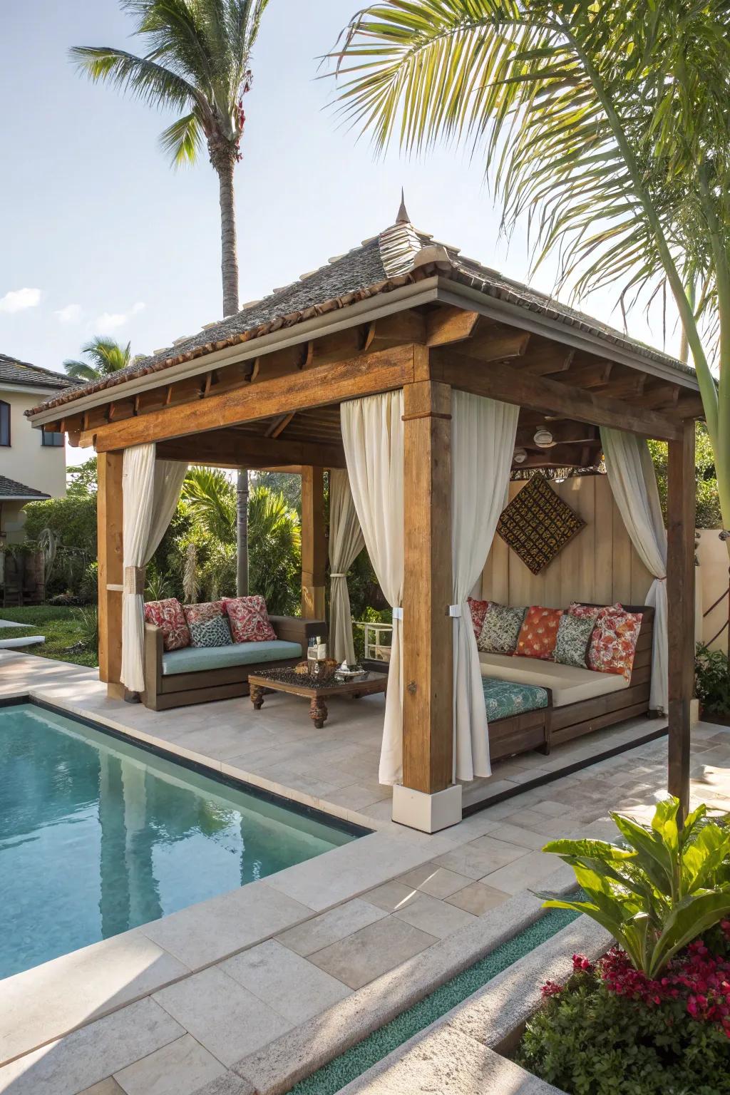 Indulge in luxury with a chic shelter by your pool.