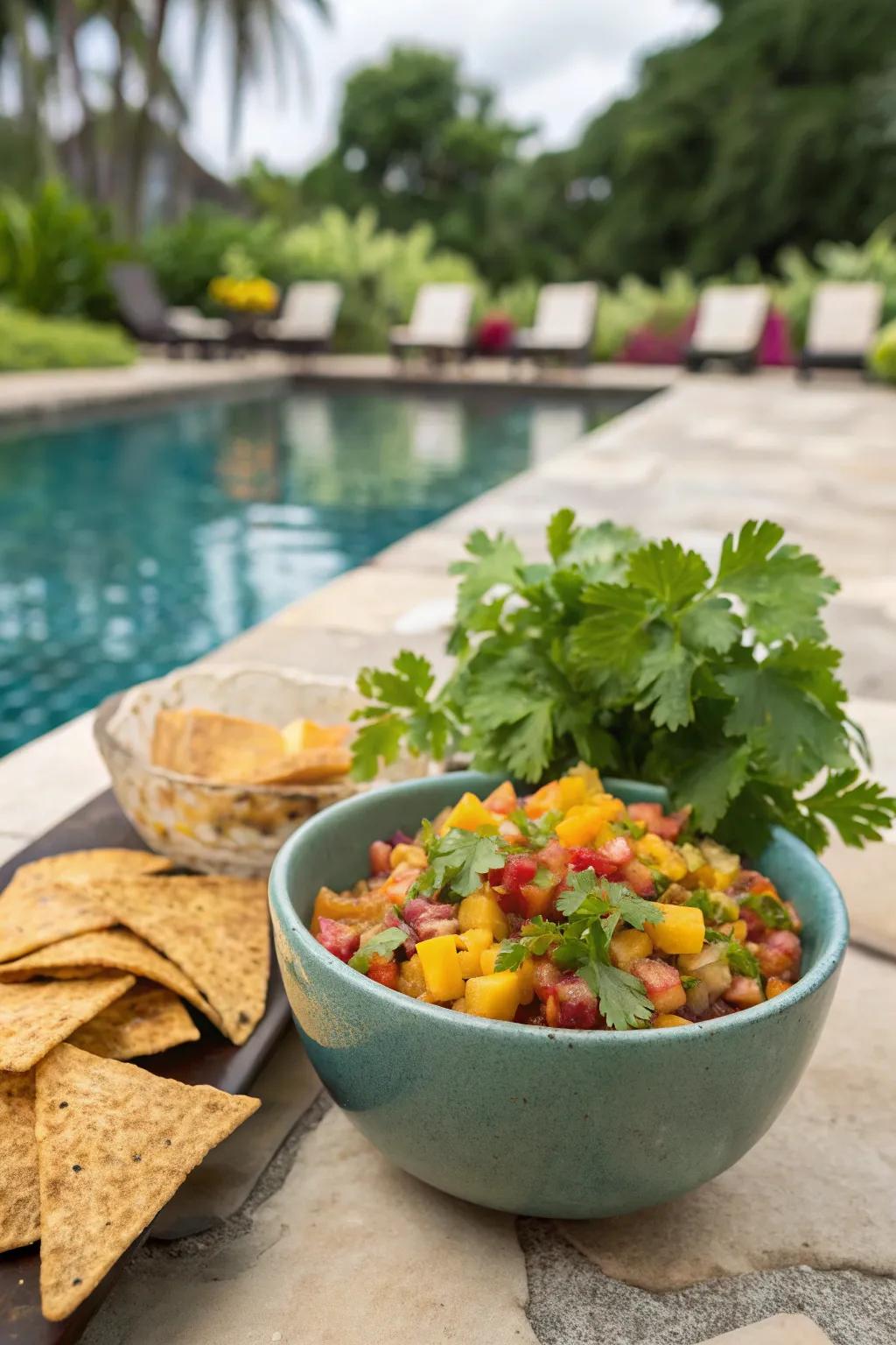 Start your evening with tangy fruit salsa.