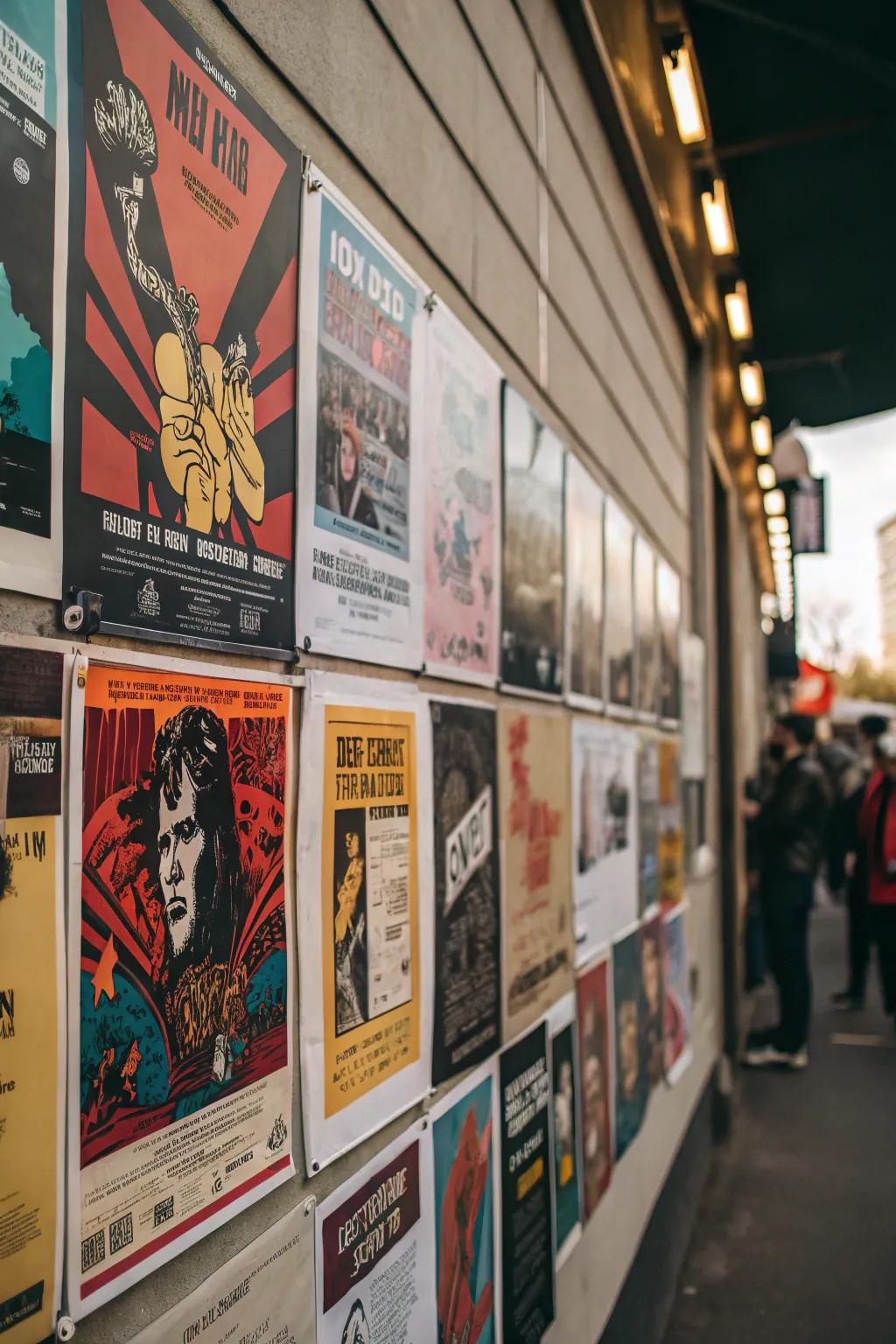 Eclectic posters result in a dynamic design.