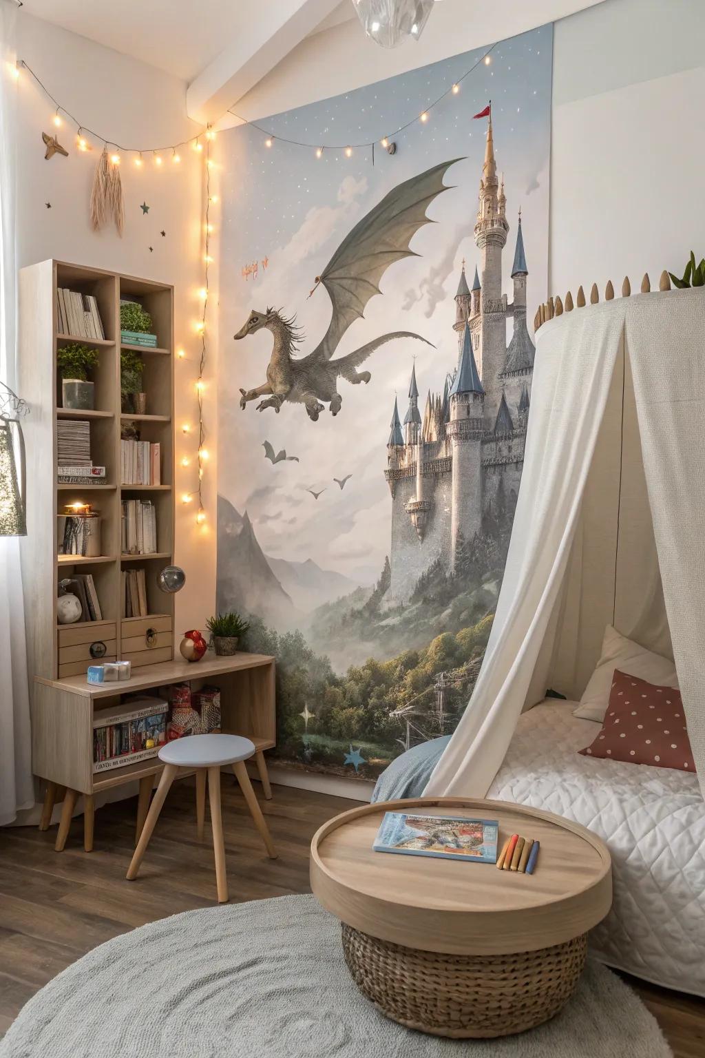 A fantasy world print that opens doors to imaginative play.