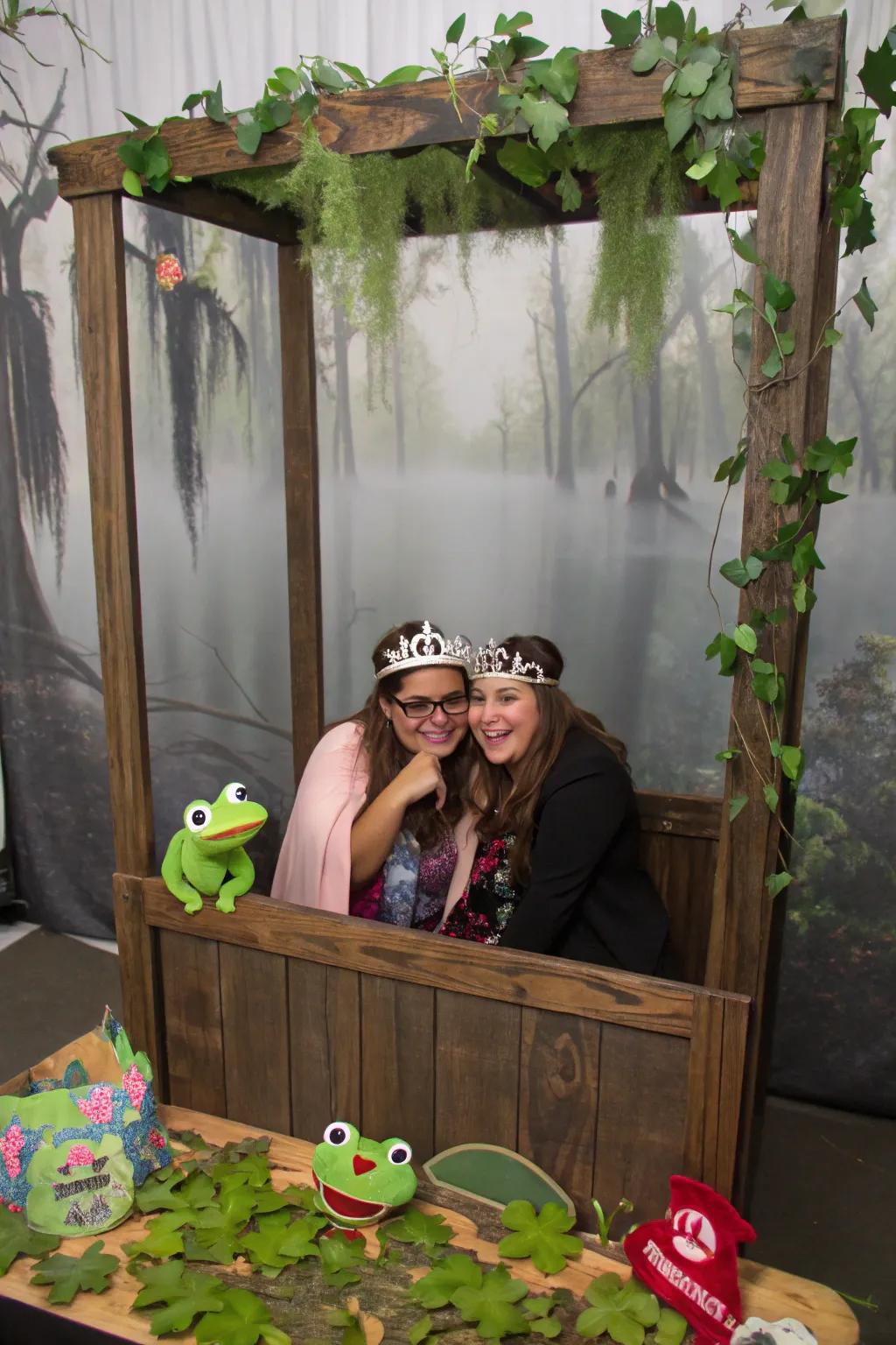 A bayou-inspired photo booth offers a fun spot for capturing memories.