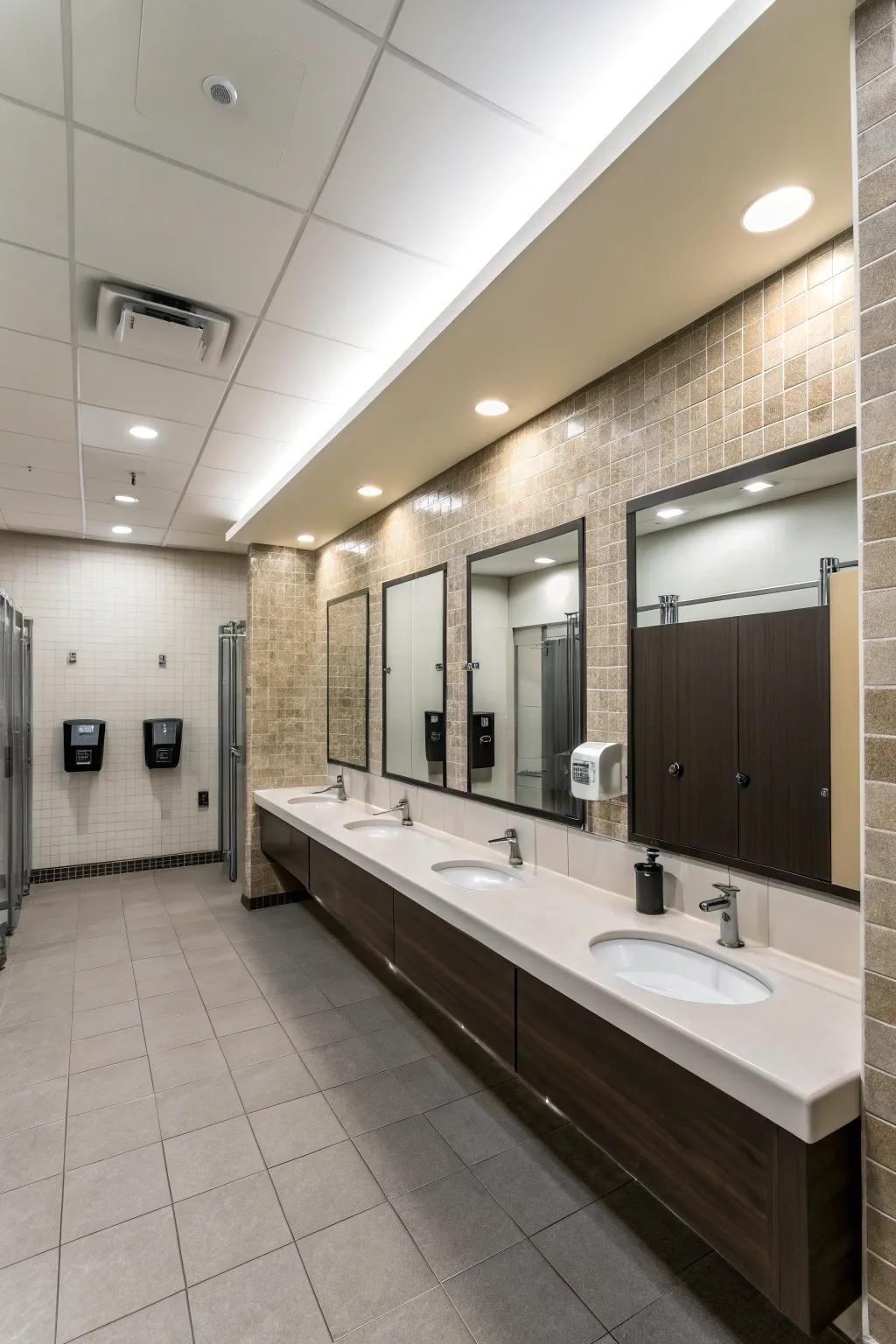 Consistent maintenance ensures cleanliness and functionality in shared restrooms.