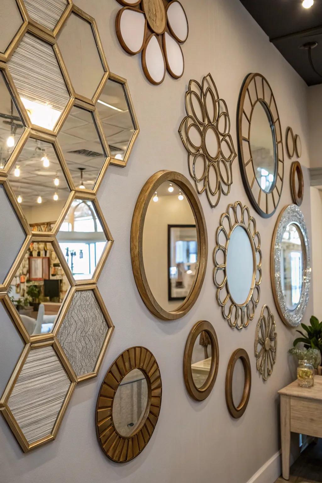 Distinctive mirrors reflecting unique style.