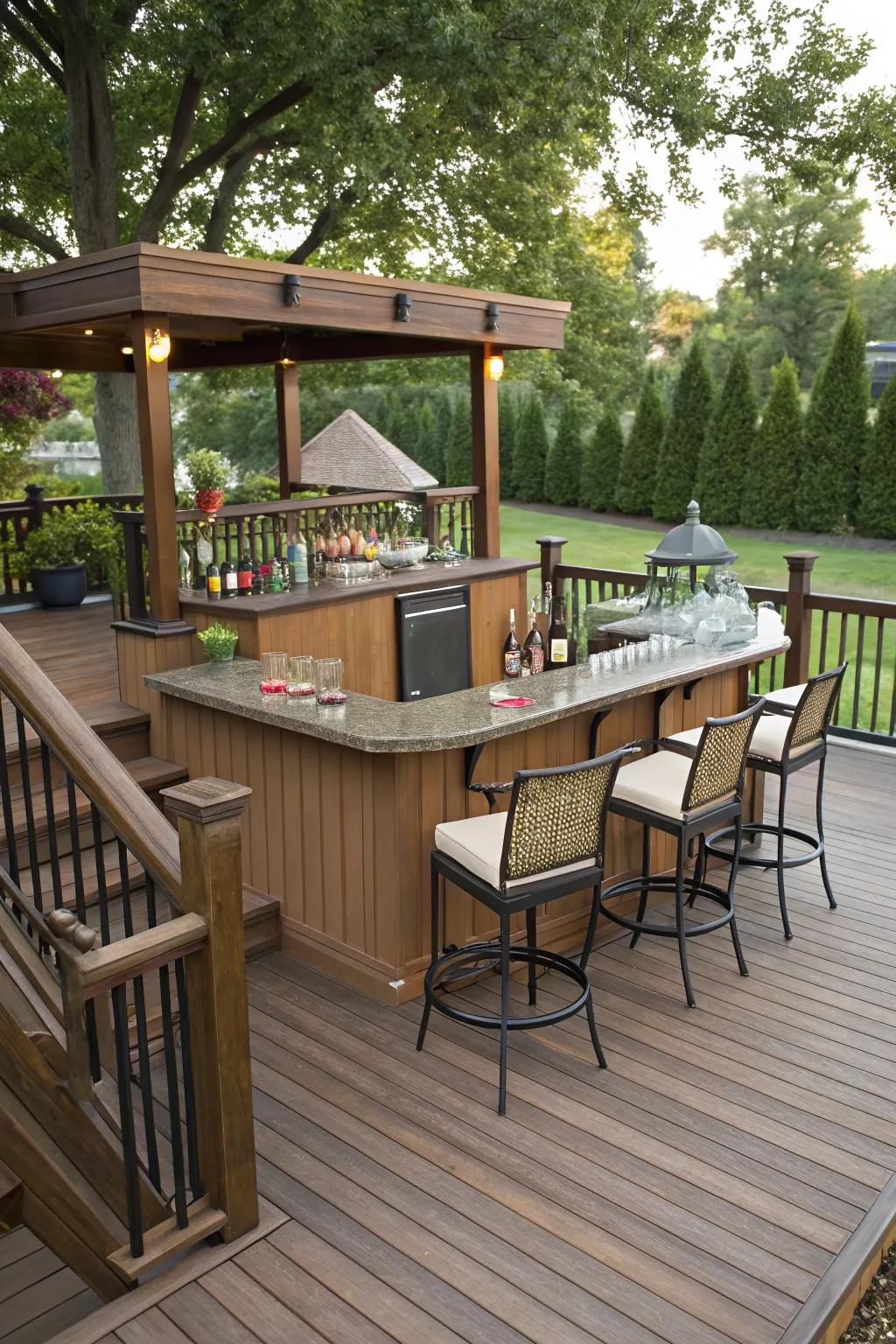 Elevate social occasions using a bar on your deck.