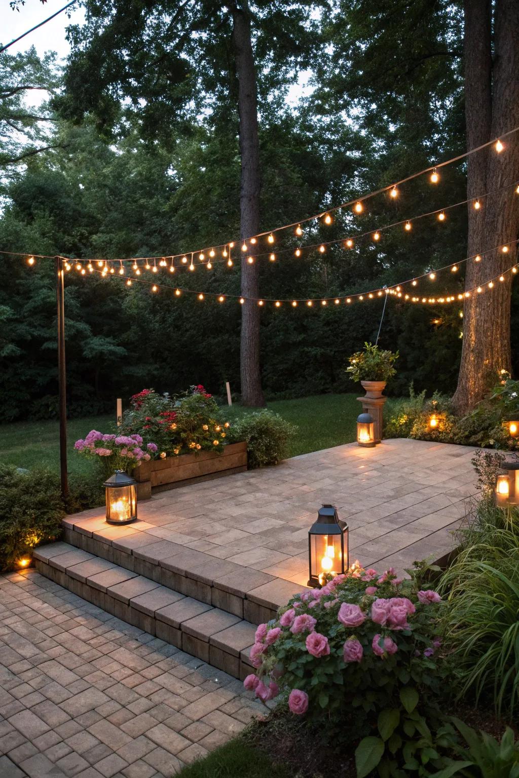 Lighting sets the patio mood.