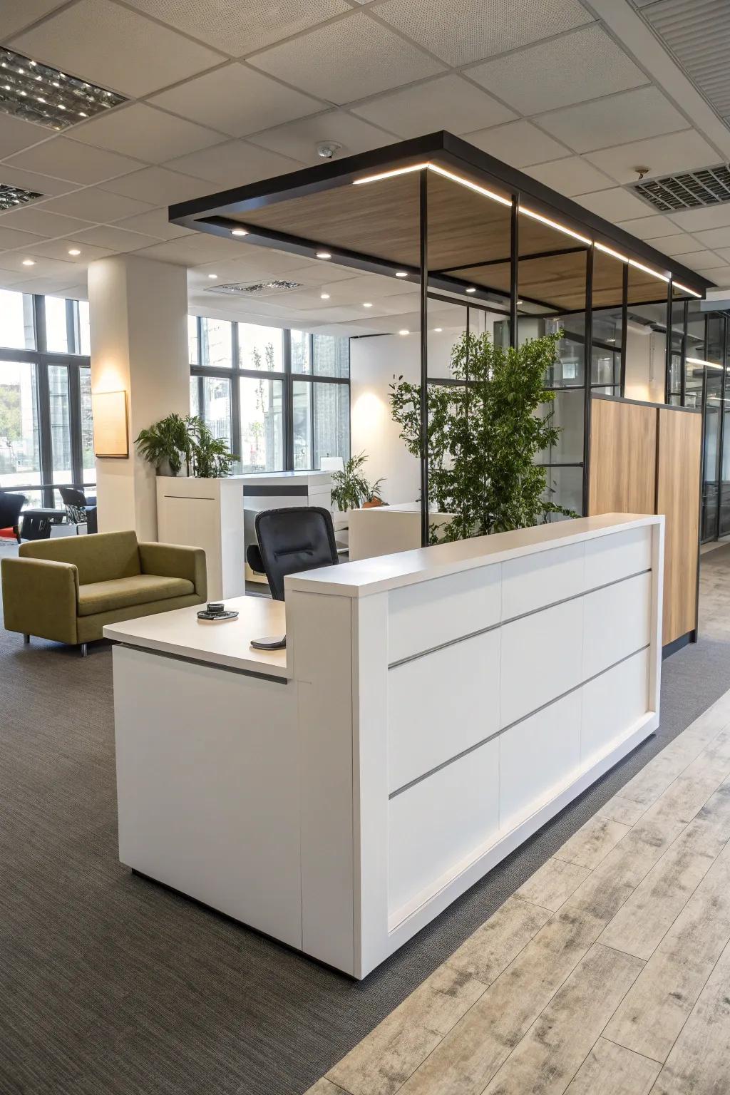 An adaptable welcome desk offering flexibility and customization.