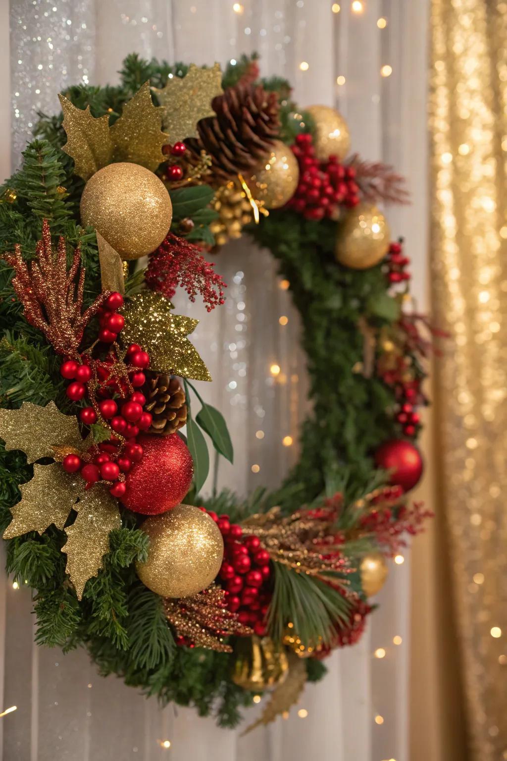 Dazzling design featuring gilded and glitter.