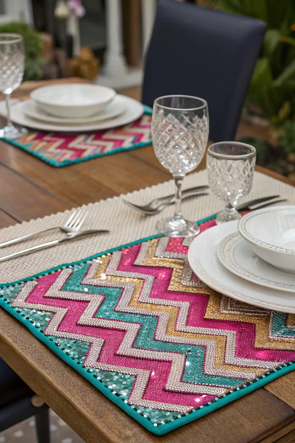 Zigzag adhesive gems infuse energy into eating.