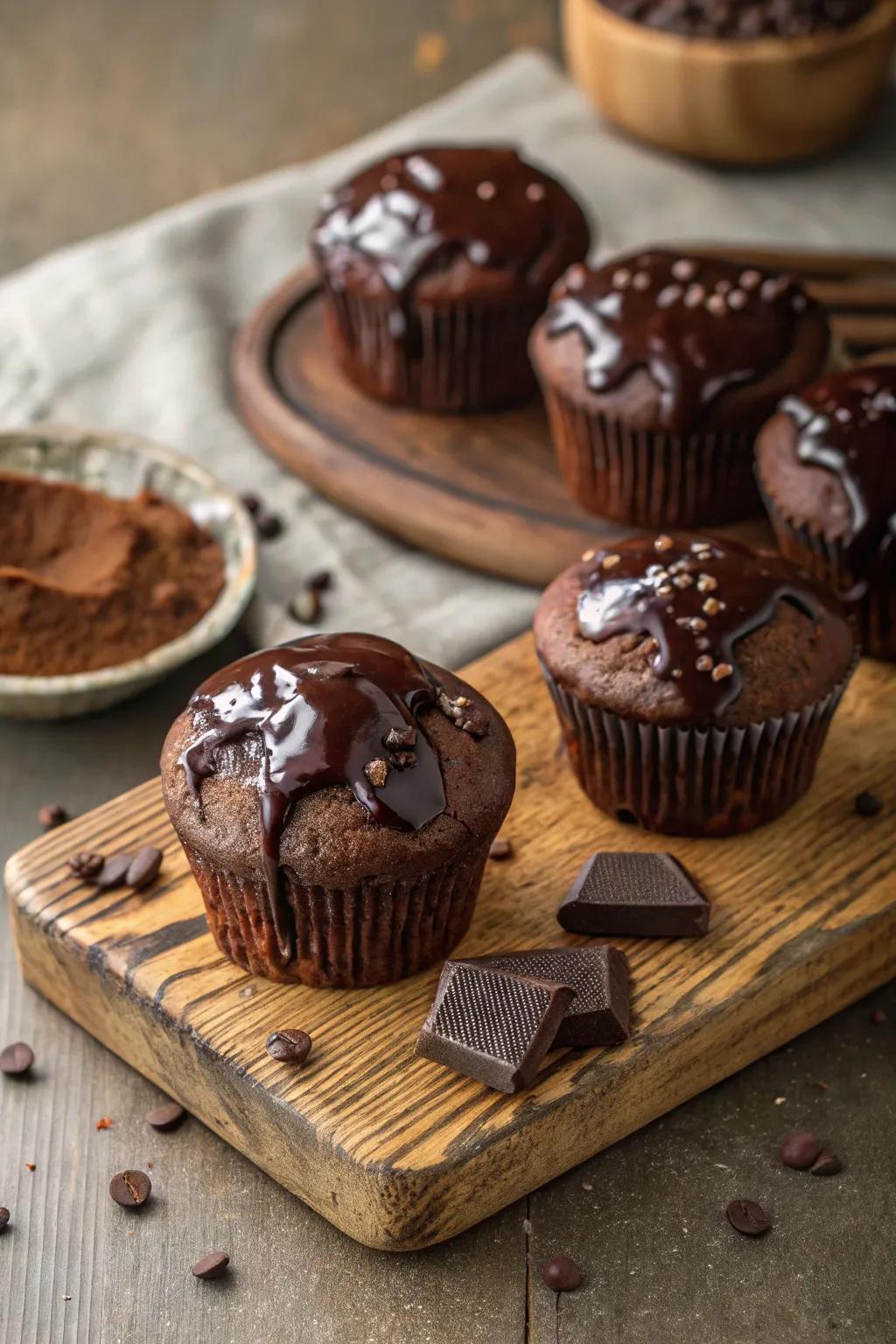 Delicious chocolaty baked goods offer a sweet start to your day.