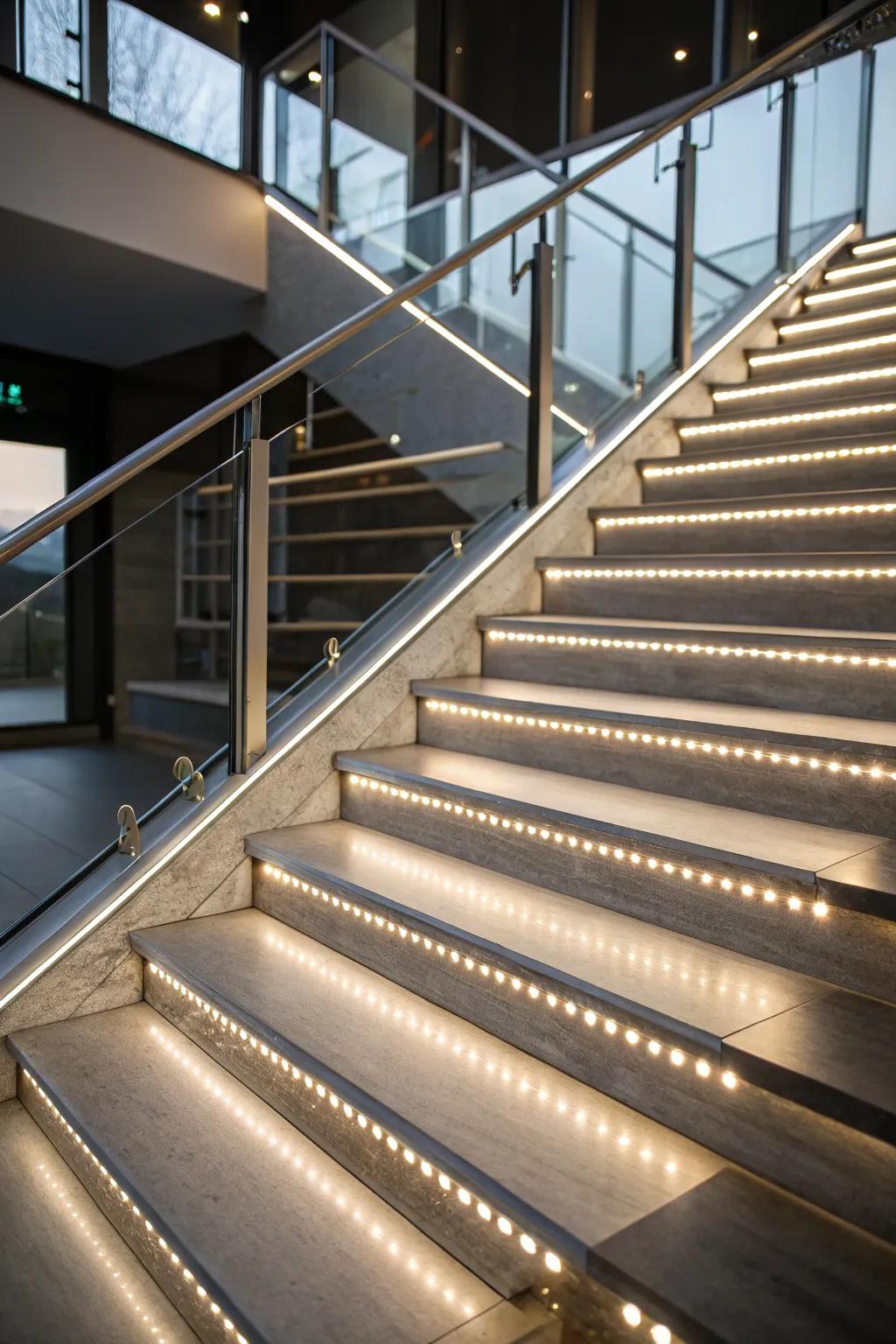 Brighten your stairs via stylish LED lighting.