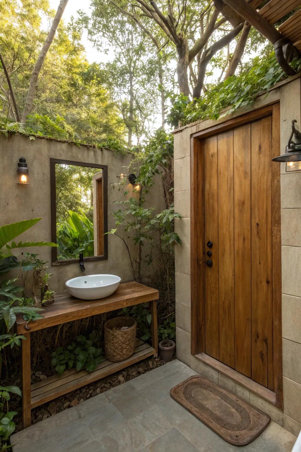 A detached mirror includes grace and reflects nature.