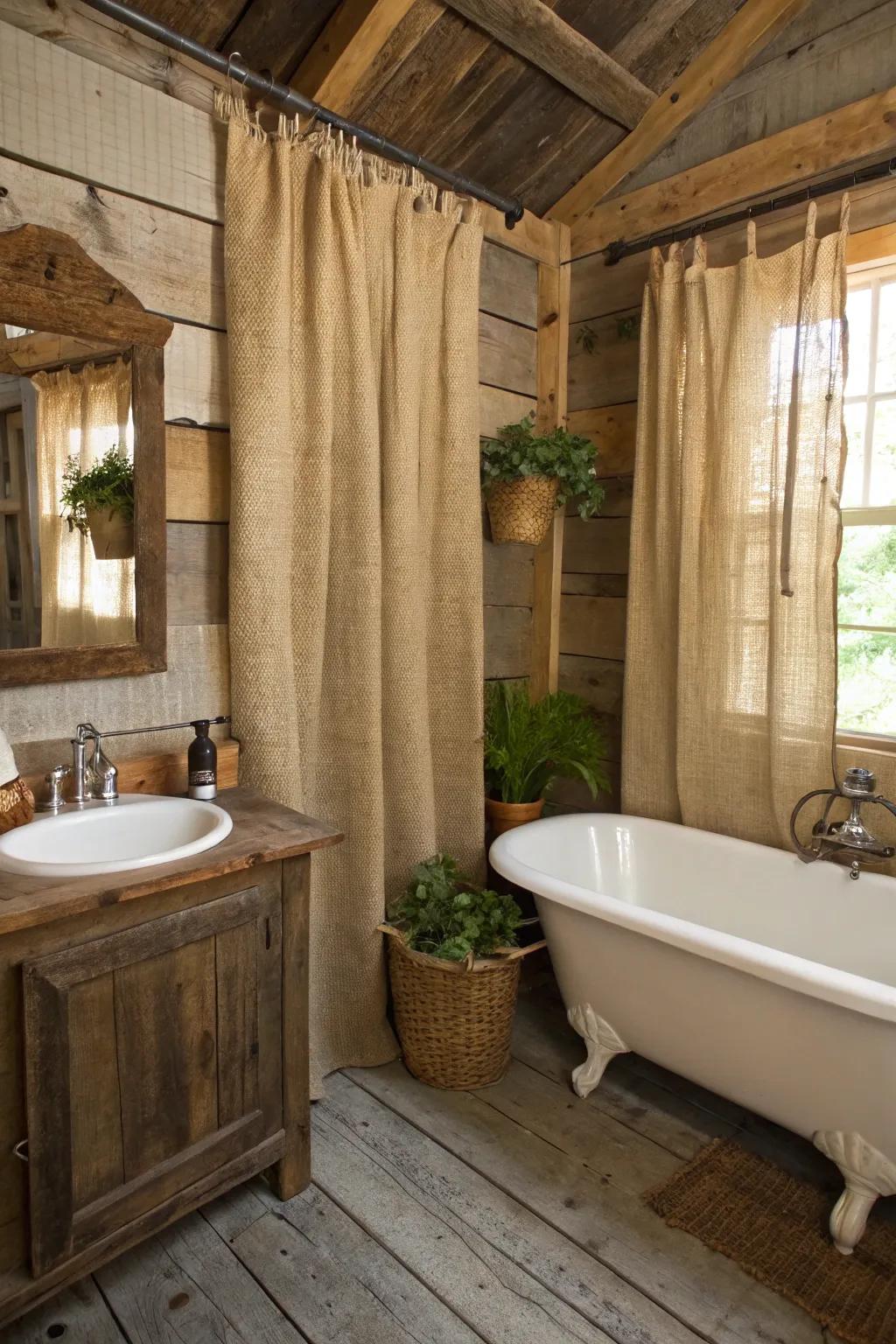 Hessian curtains add texture and countryside charm.