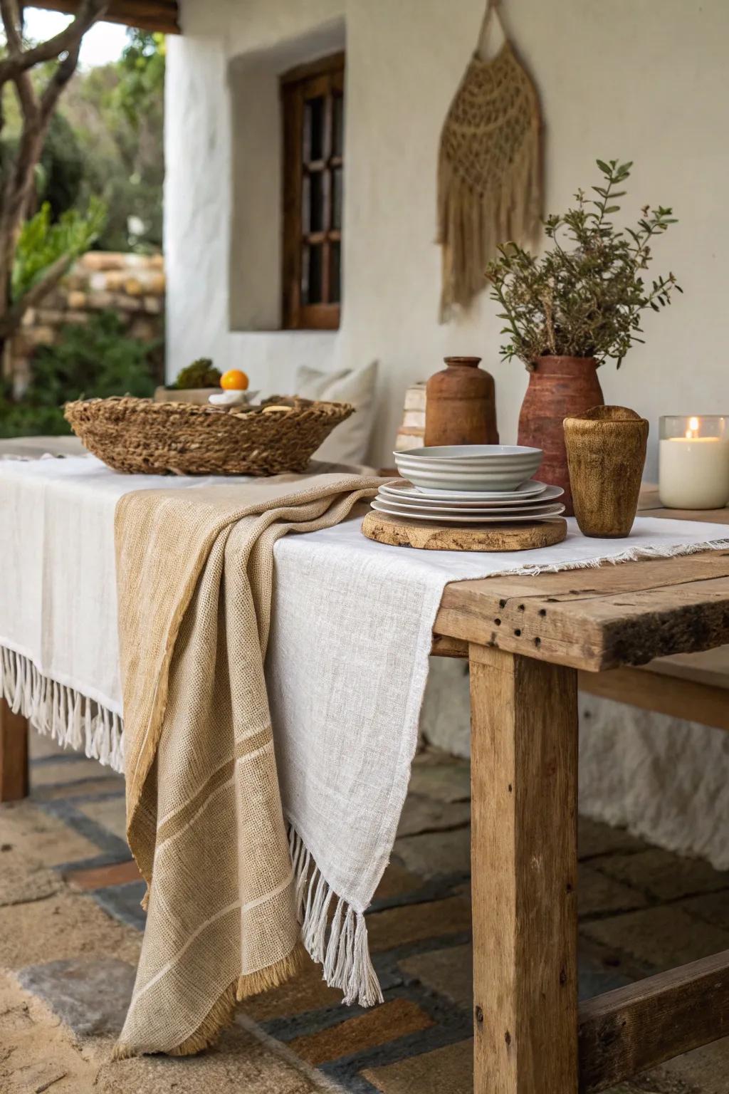 Blended materials creating a rich and layered look for the main table.