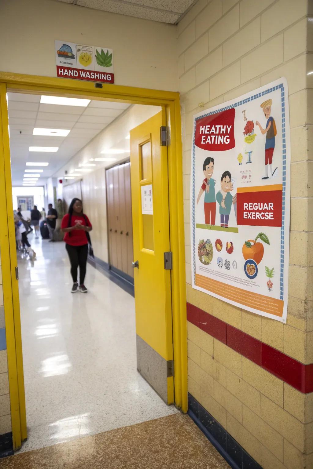 A health-centric school nurse's entryway fostering healthful conduct.