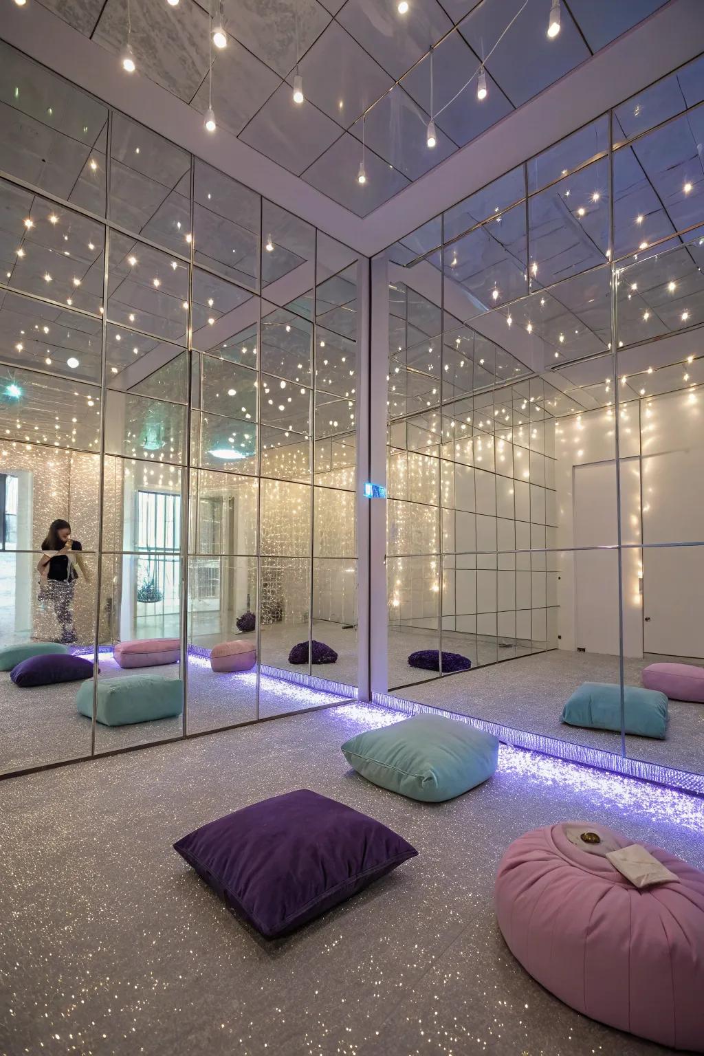 Reflection tiles that deepen light and reflection in the room.