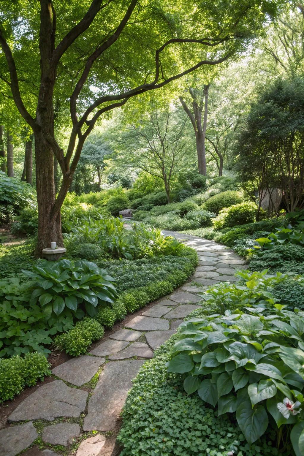 Ground covers creating a soft edge in the garden.