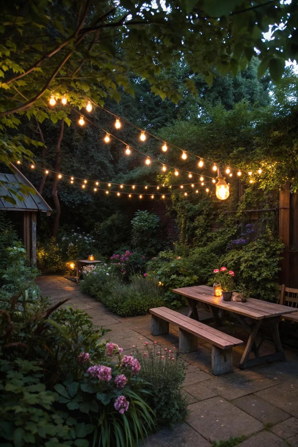 Thread beacons introduce charm and warmth to garden locations.
