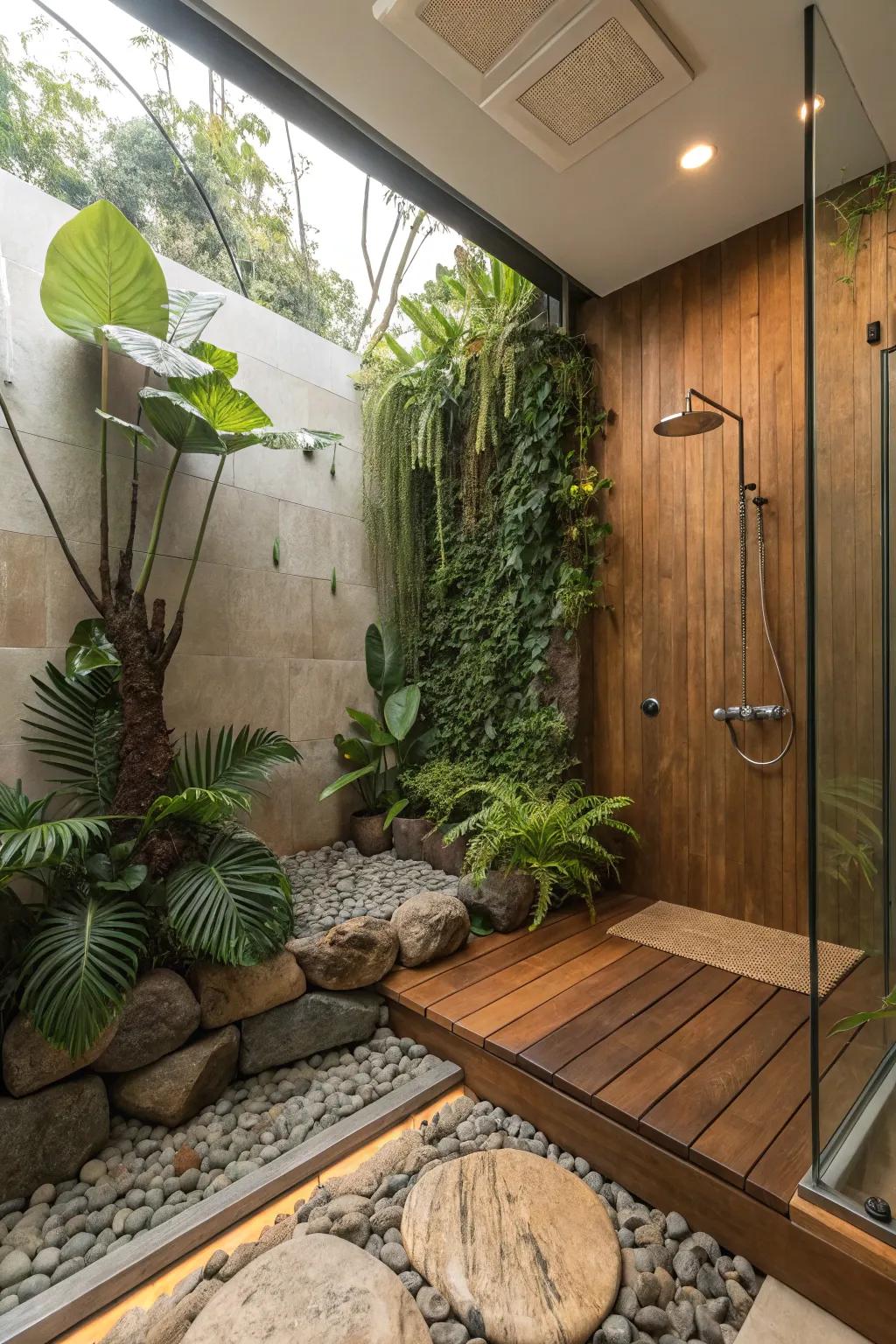 Connect with nature through biophilic shower floor designs.