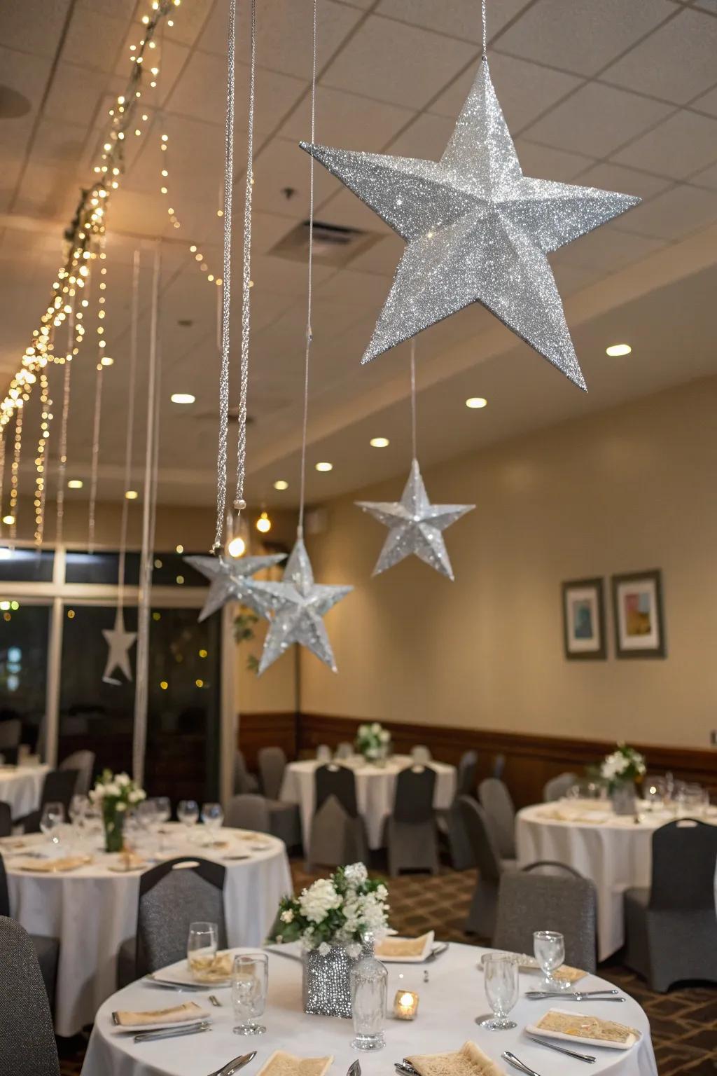 Silver stars add a playful and magical element to your decor.