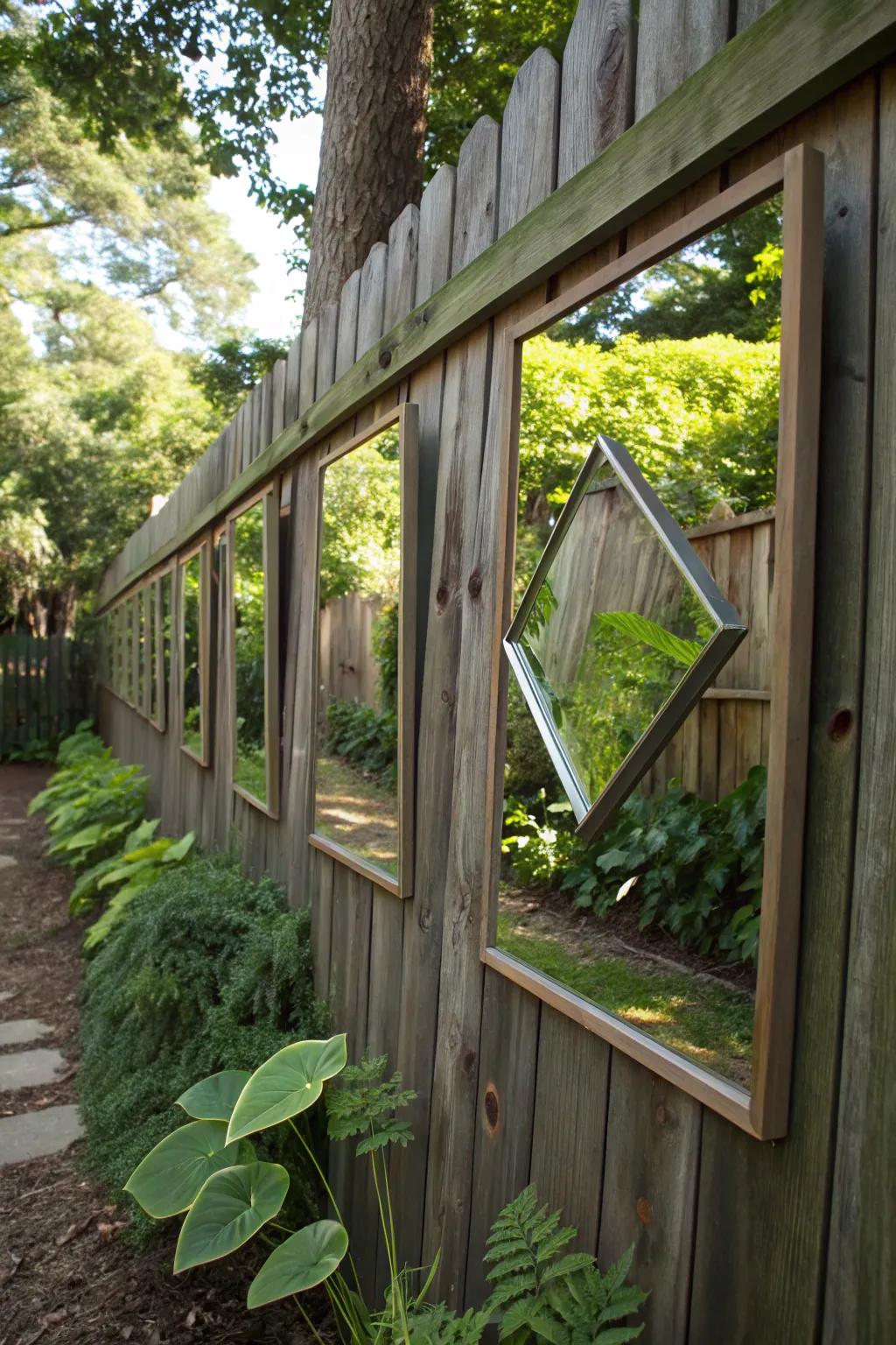 Mirrors enhance fences by crafting the illusion of amplified space.