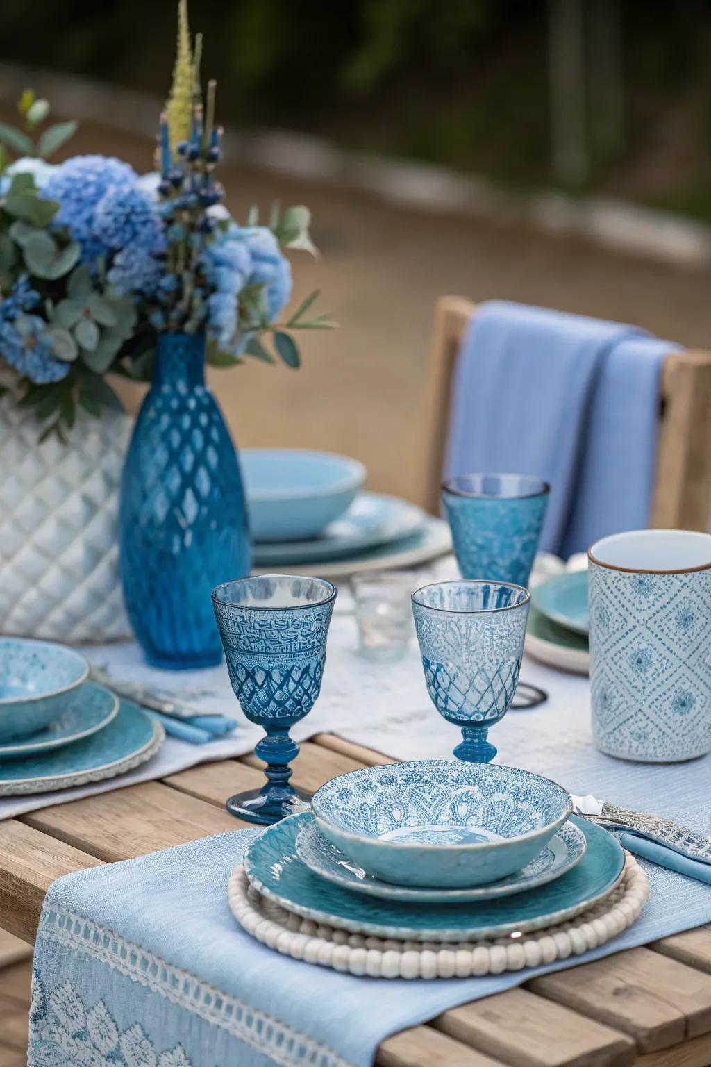 Monochrome enchantment fashioning a cohesive and exquisite table arrangement.