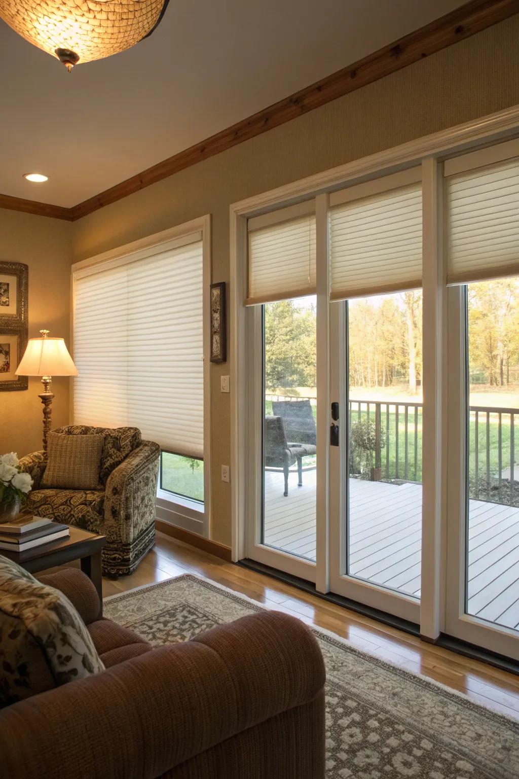 Cell shades help keep the room at the right temperature.