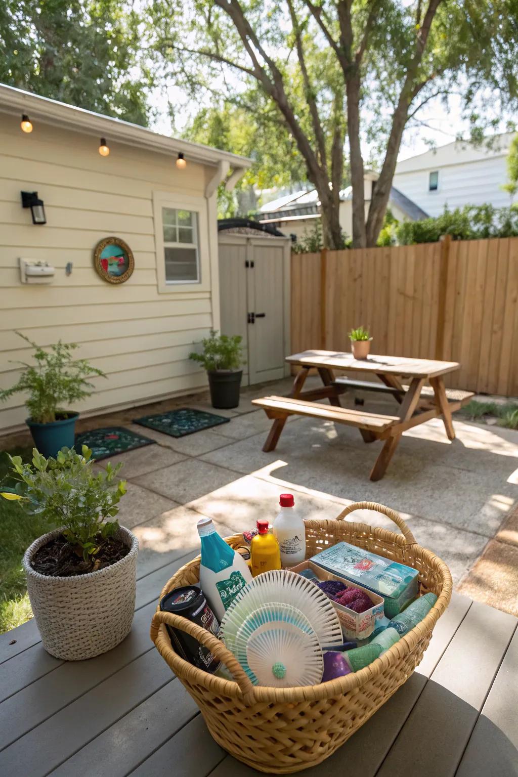 A caring essentials basket for guest comfort