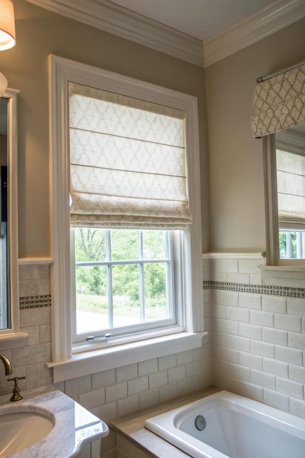 Folded shades offer elegance and practicality.