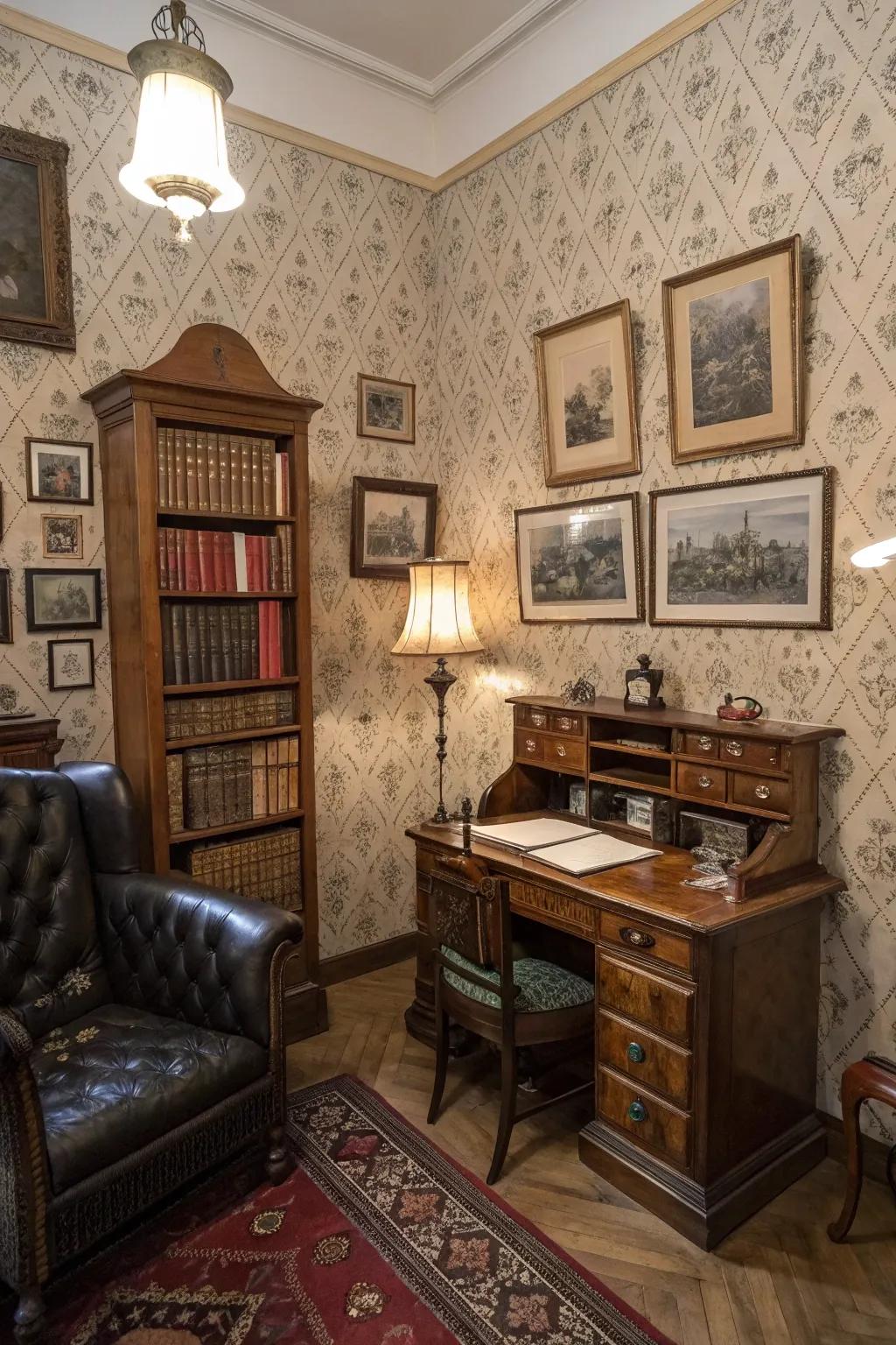 Historical touches add timeless charm to this cozy cigar lounge.