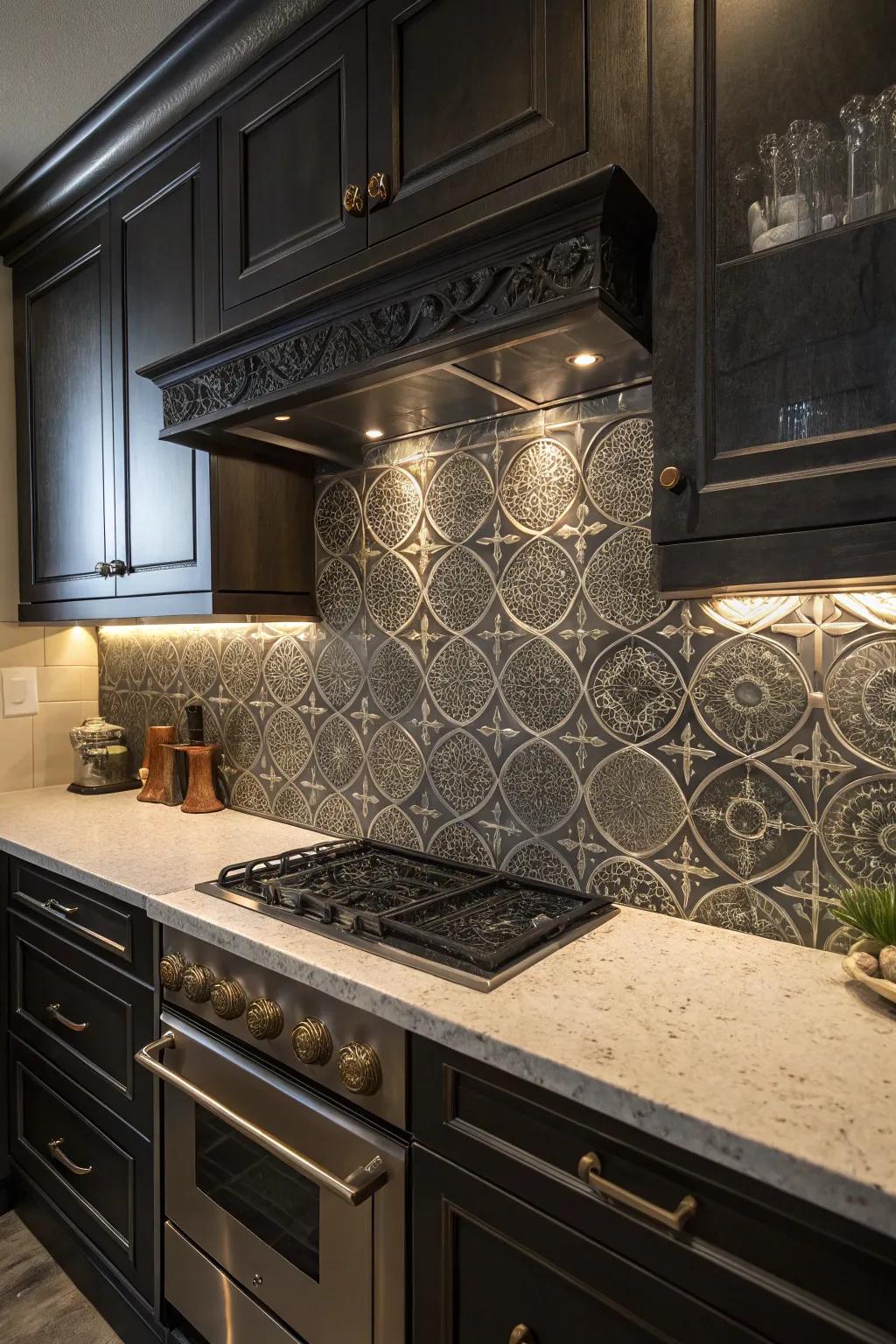 Dark shades add drama to your kitchen background.