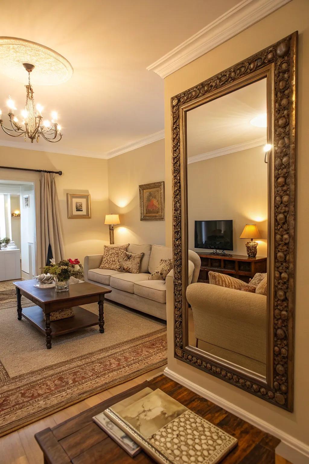 Mirrors can make your room feel larger and more open.