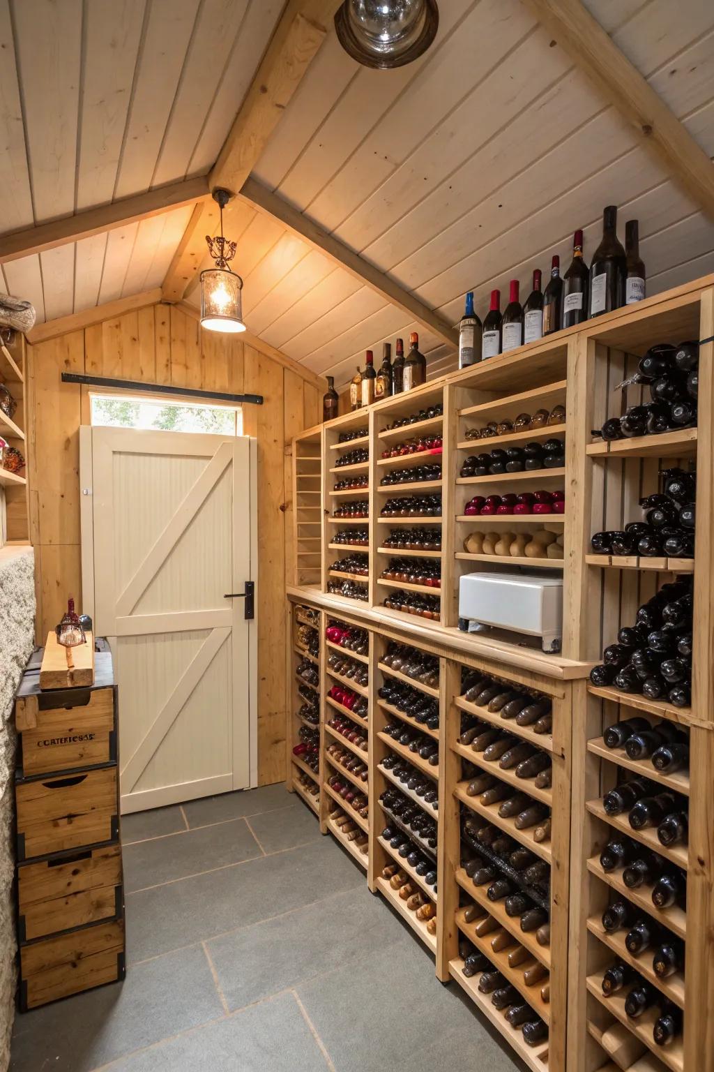 A delightful climate controlled space inside a small shed.