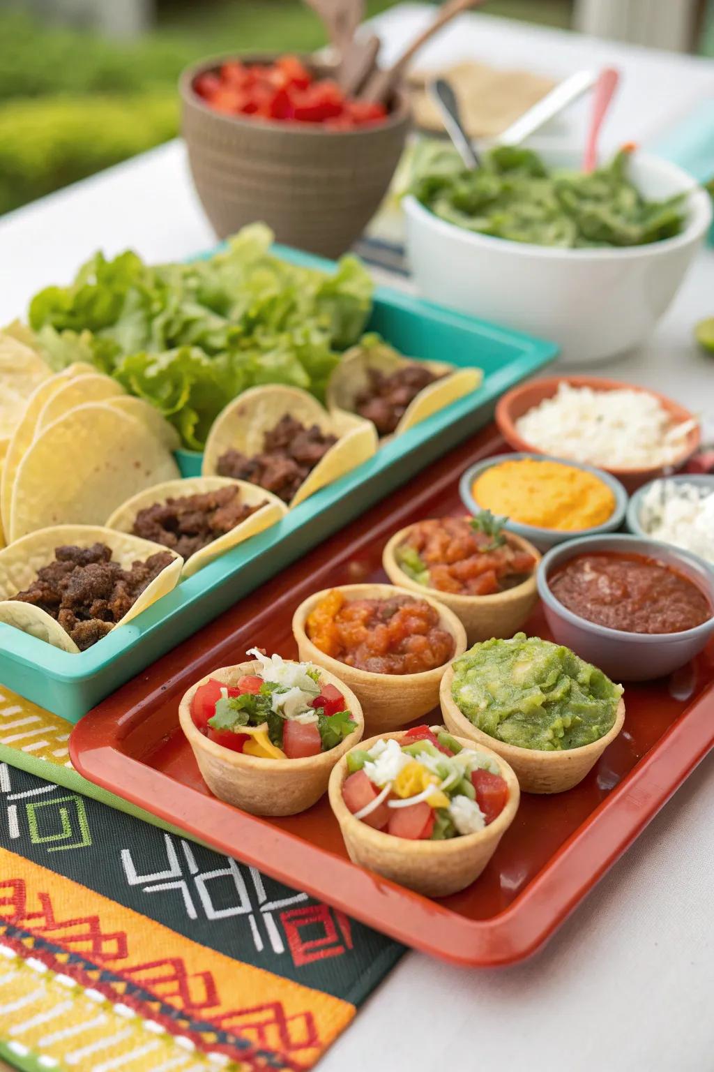 A mini taco for a festive and flavorful snack.