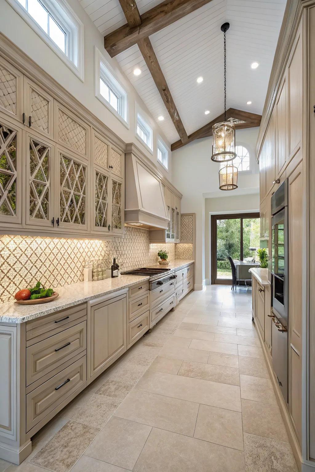 Textured finishes injecting richness and intrigue into elevated kitchen areas.