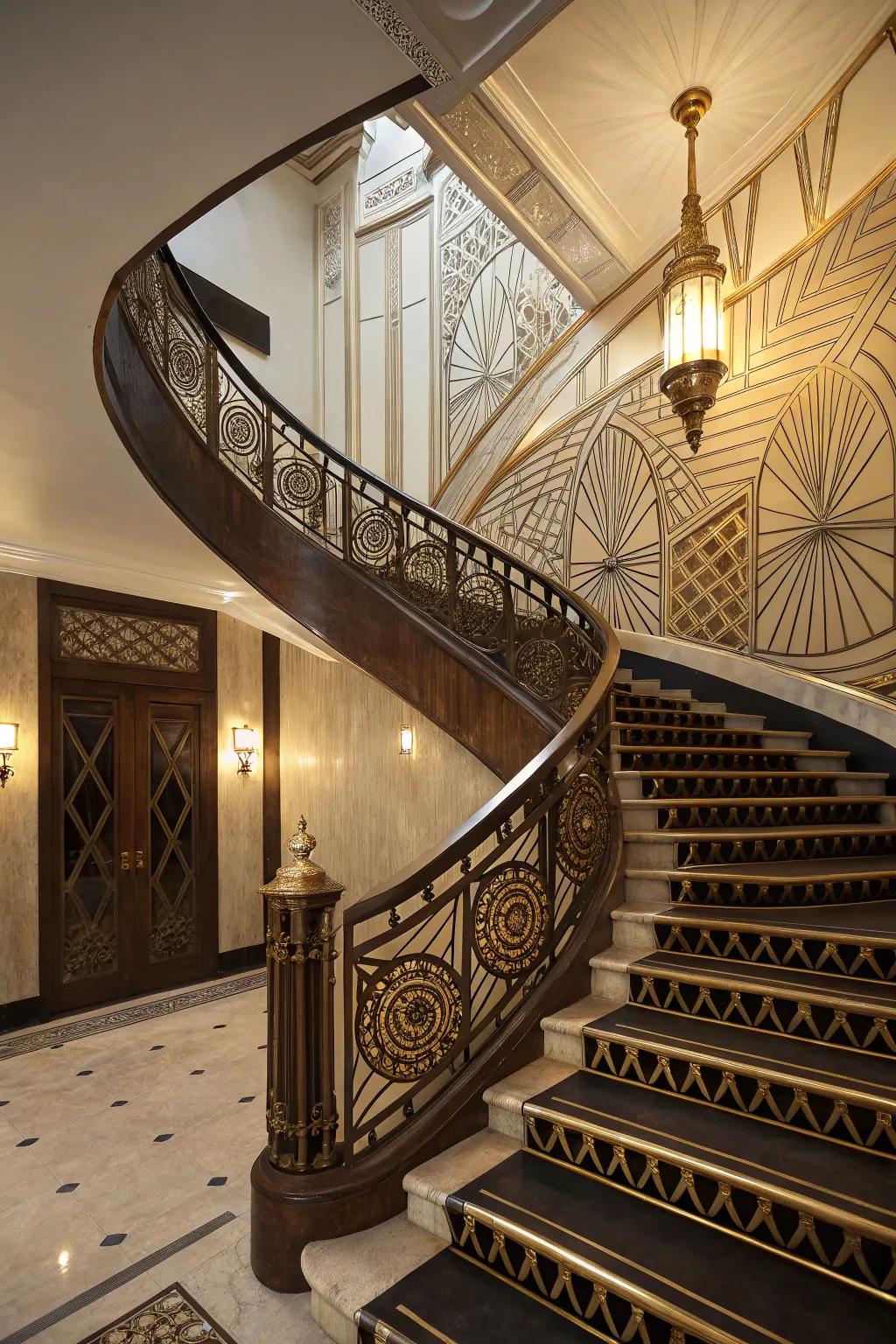Art Deco panels add vintage glamour and style.