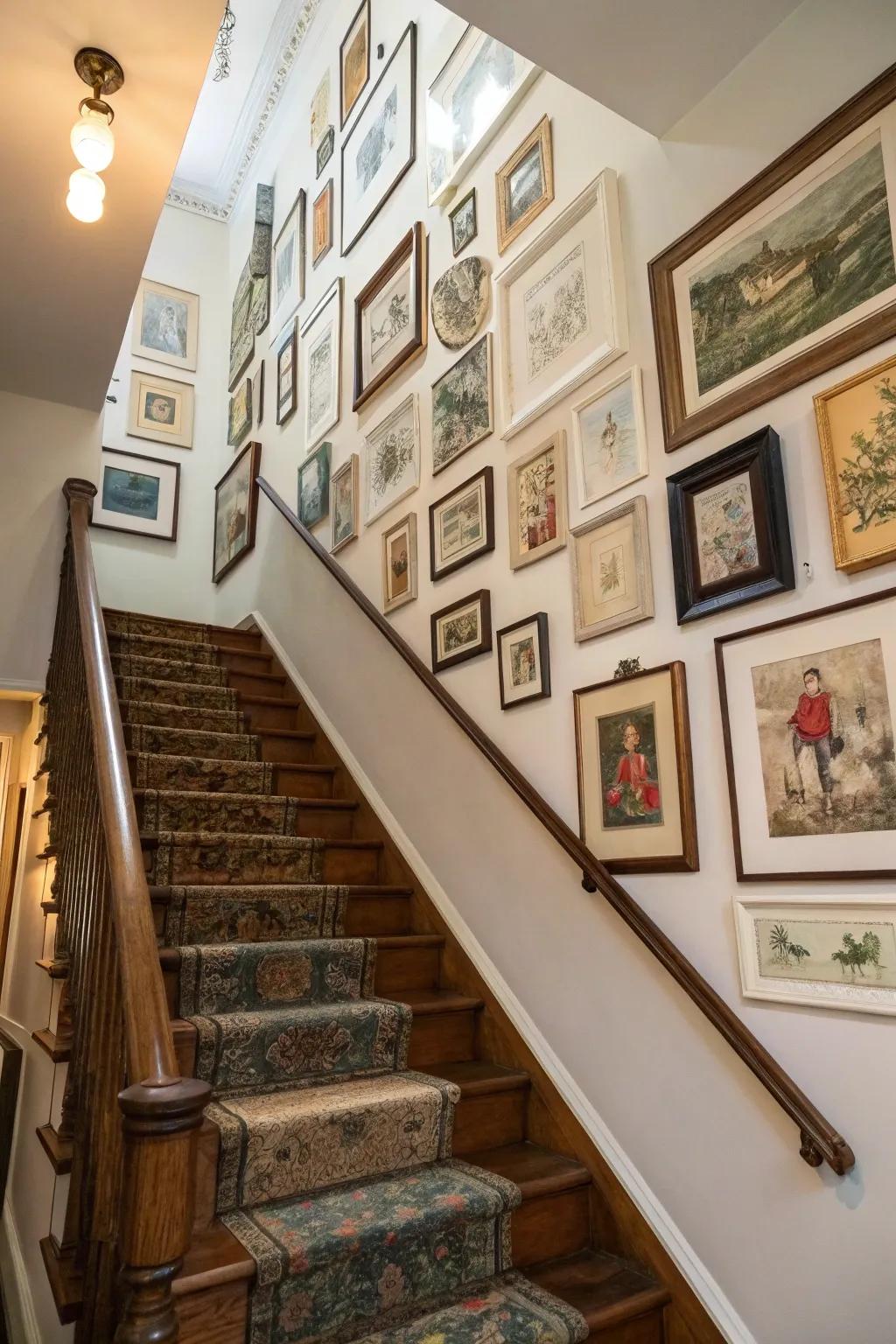 Pre-loved frames and prints add a throwback feel to the gallery.