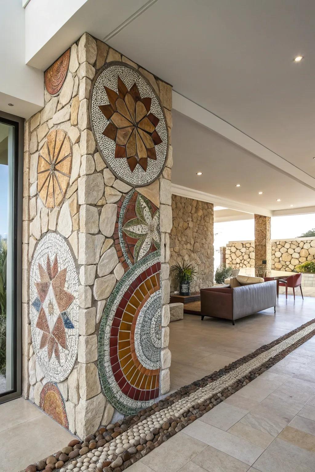 The inventive flair of rock patterns enriches a house.