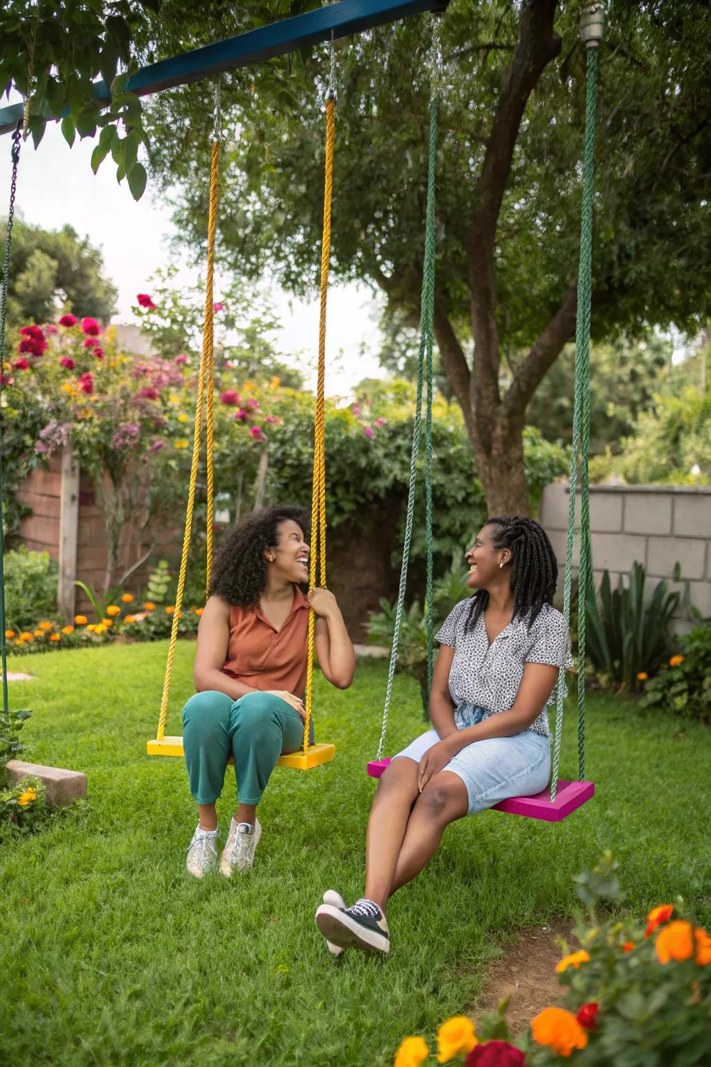 Double swings invite shared moments of joy and connection.