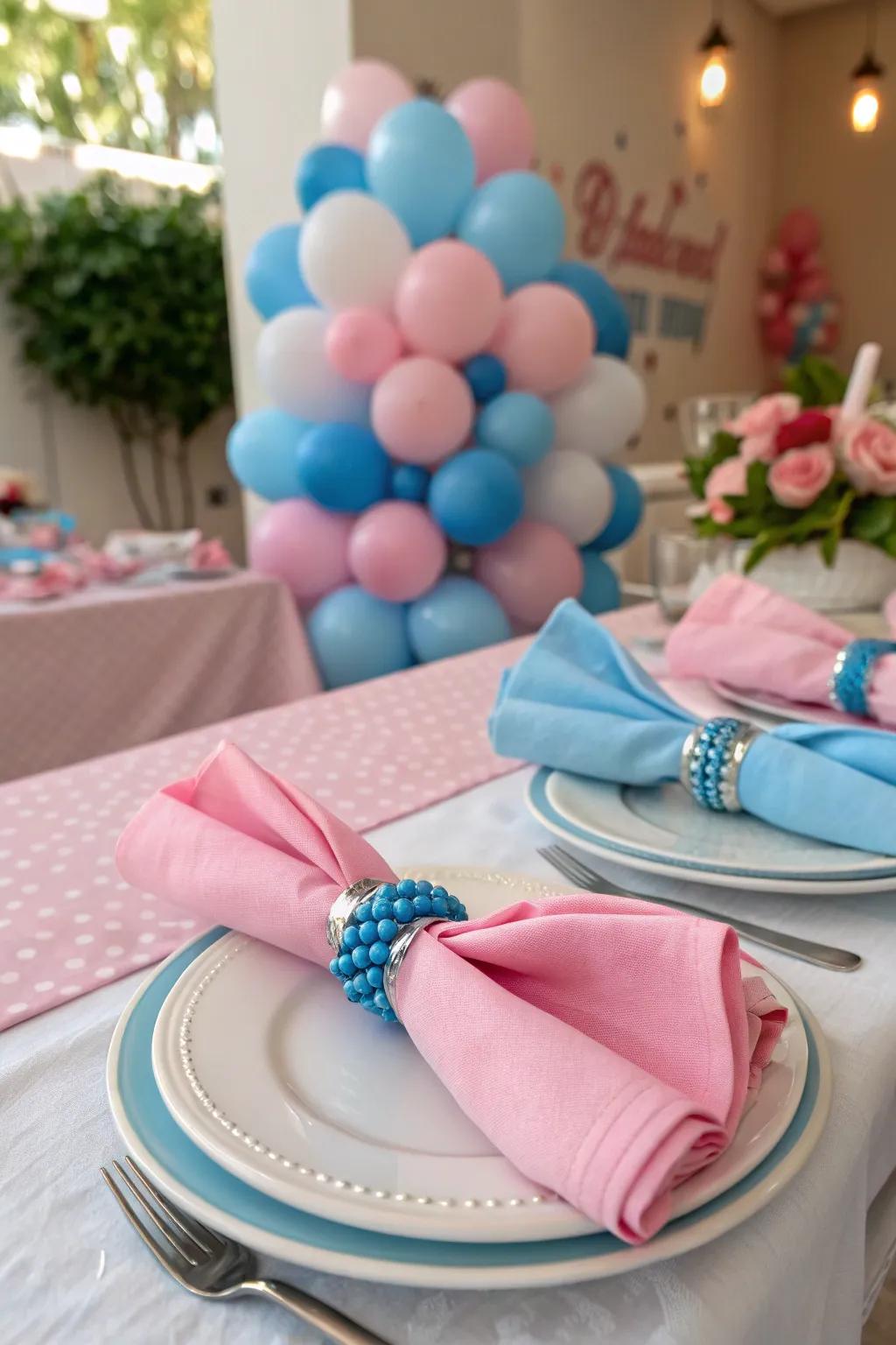 Themed napkin fasteners append a cohesive attribute to your table ornamentation.