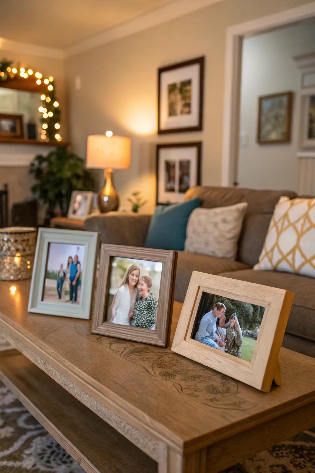 Handmade photo frames showcase cherished moments, adding a personal touch.