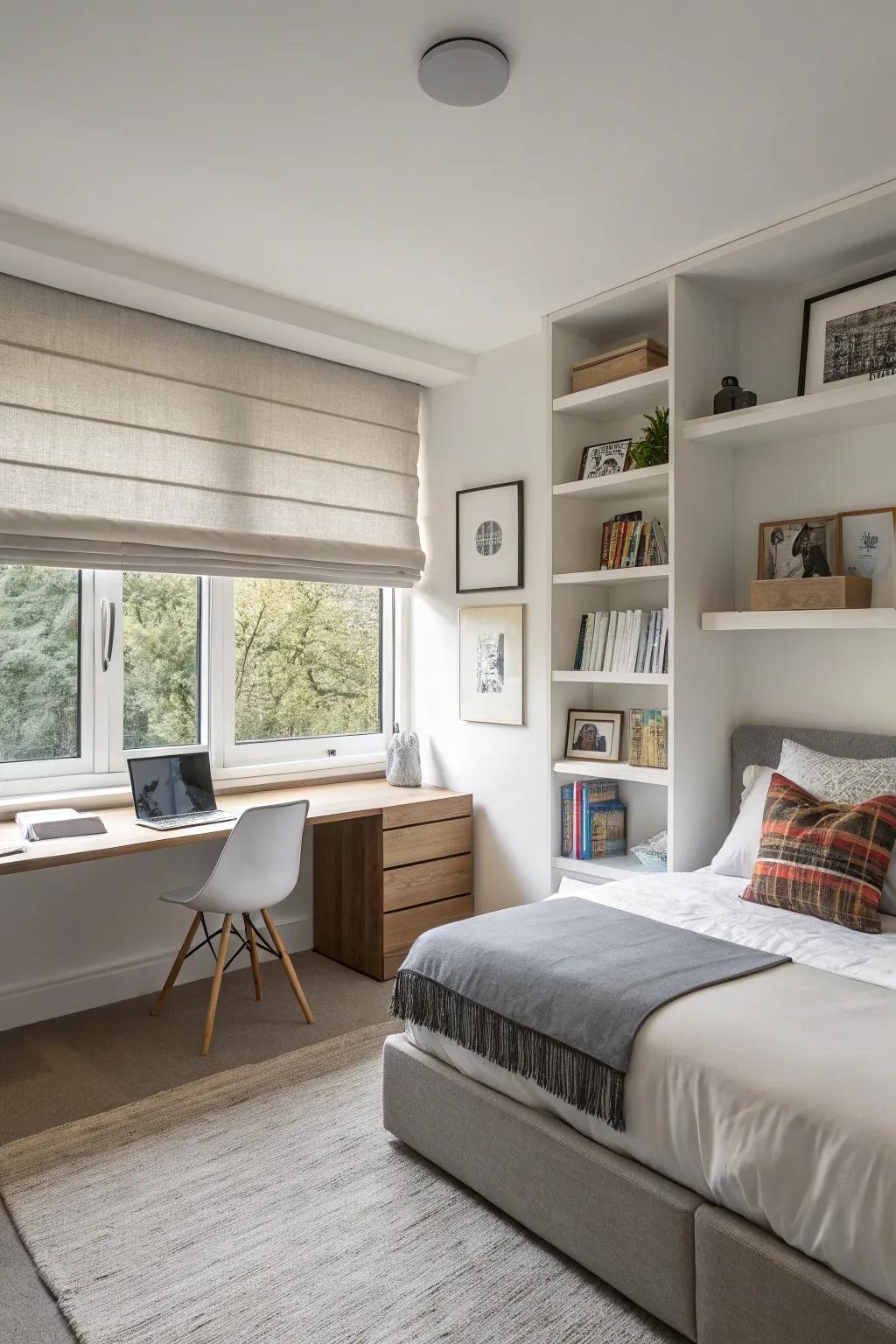 Roman shades offer a clean and minimalist window treatment.