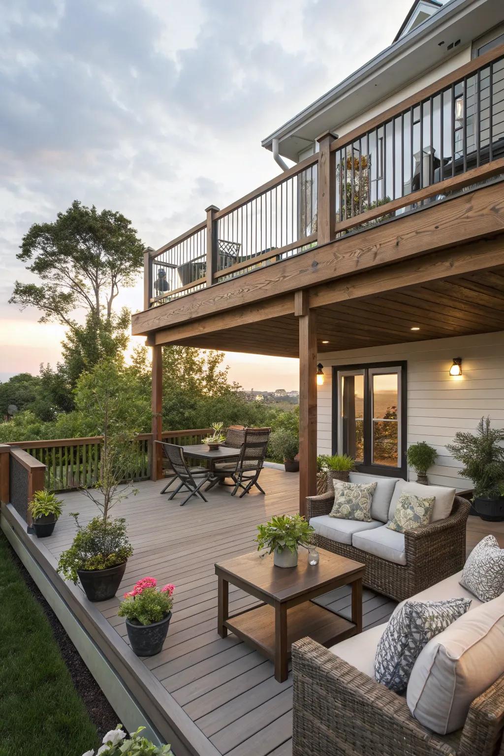 Multi-level designs add dimension and functionality to terraces.