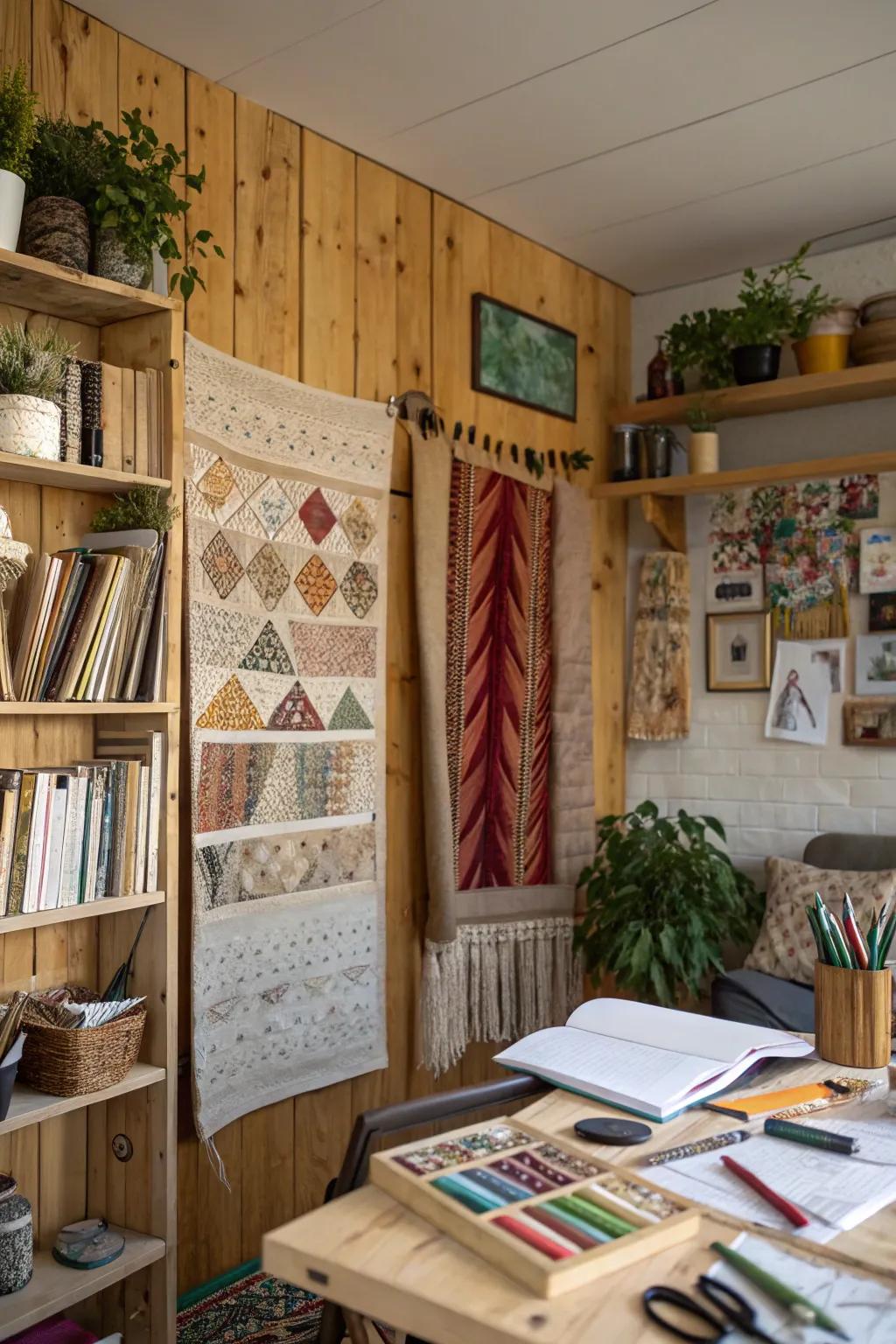 This textured art piece is made more sustainable and charming by the use of recycled materials.
