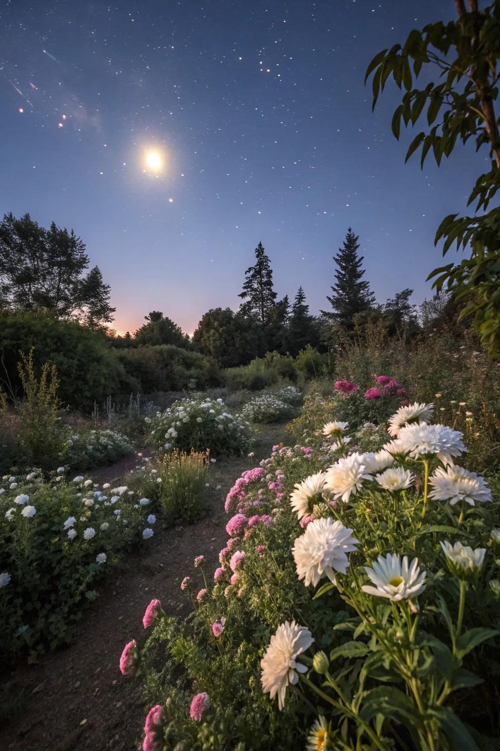 A moon garden that comes alive under the stars.