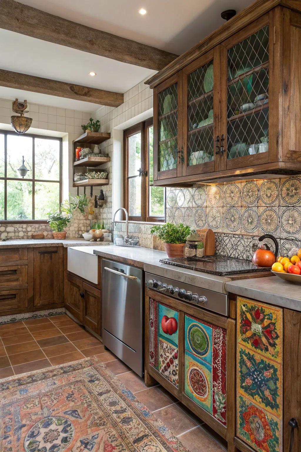 Mixing materials like metal and stone creates a custom design.