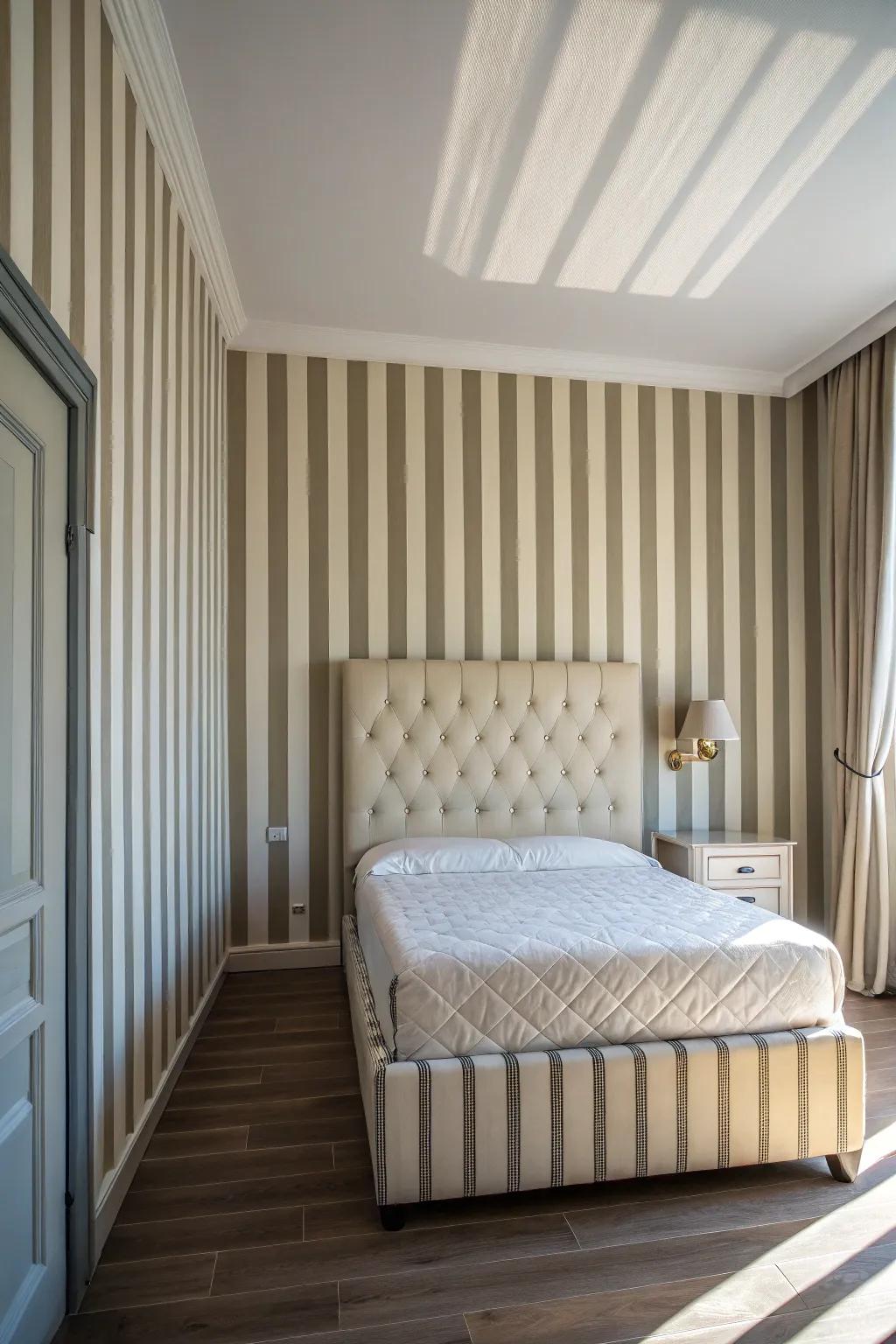 Vertical lines guide the eye upward, enhancing room height.