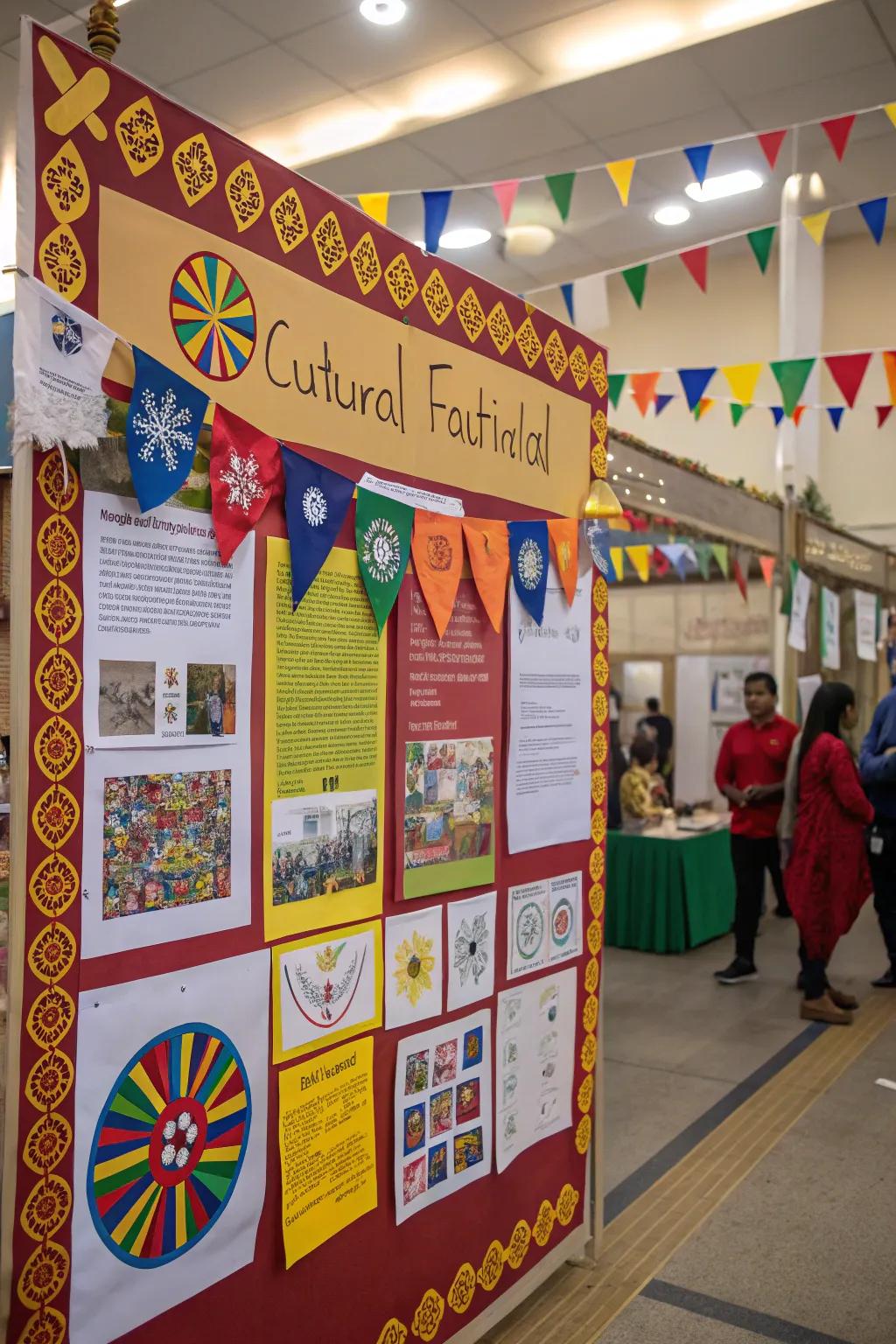 A cultural celebration display celebrating diverse customs.